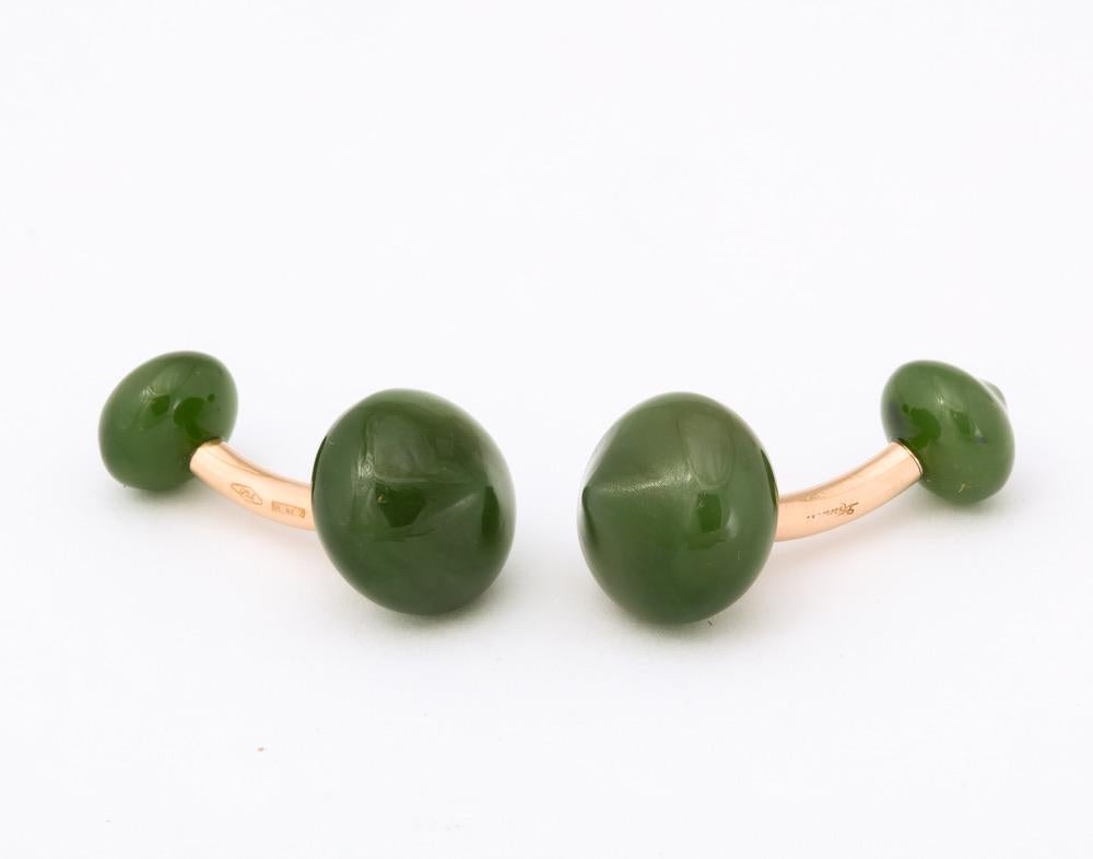 Jade Onion Dome Double Sided Cufflinks by Michael Kanners In New Condition In Bal Harbour, FL