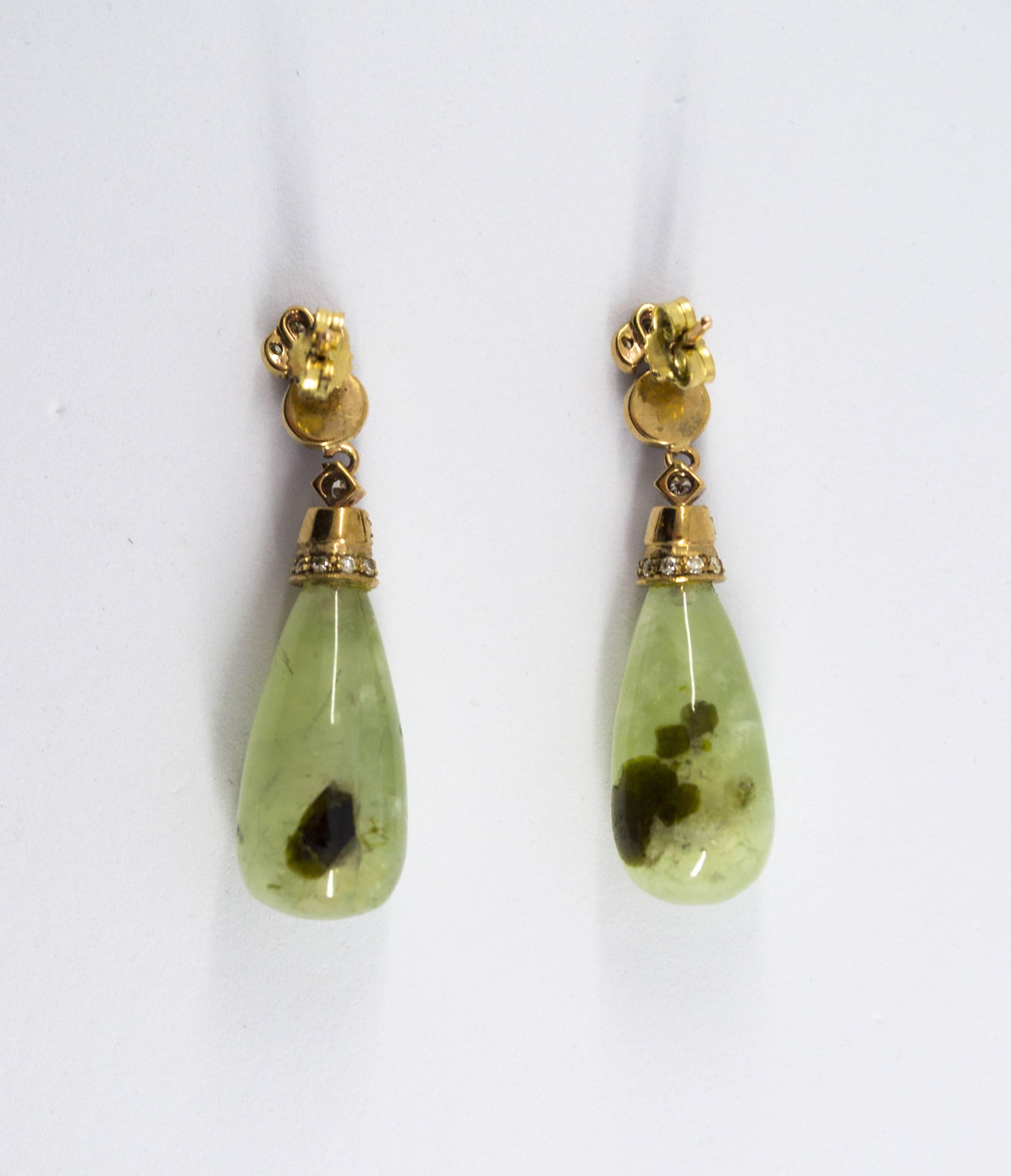 Jade Onyx 0.35 Carat Diamond Yellow Gold Stud Earrings 1