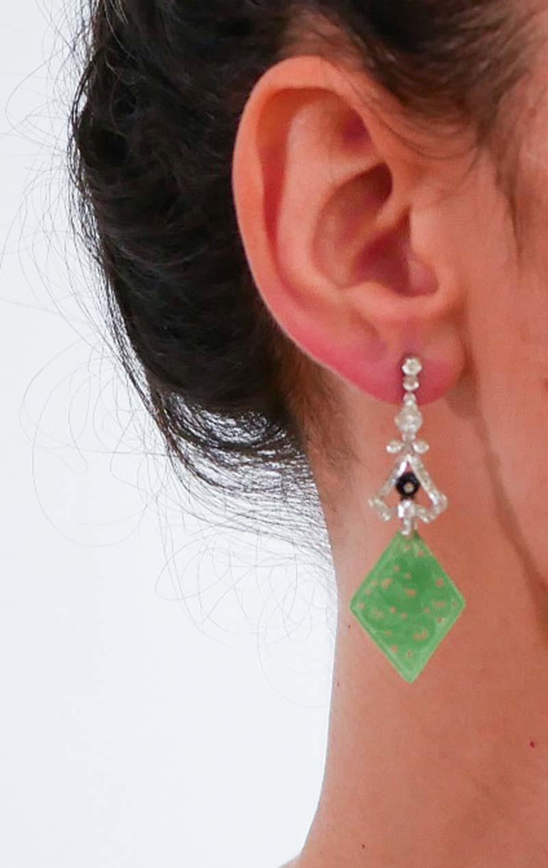 Jade, ónice, diamantes, platino Pendientes. en Bueno estado para la venta en Marcianise, Marcianise (CE)