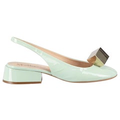 Jade Patent Poppy Square Jewel Sling Back 30 Heels Size IT 36