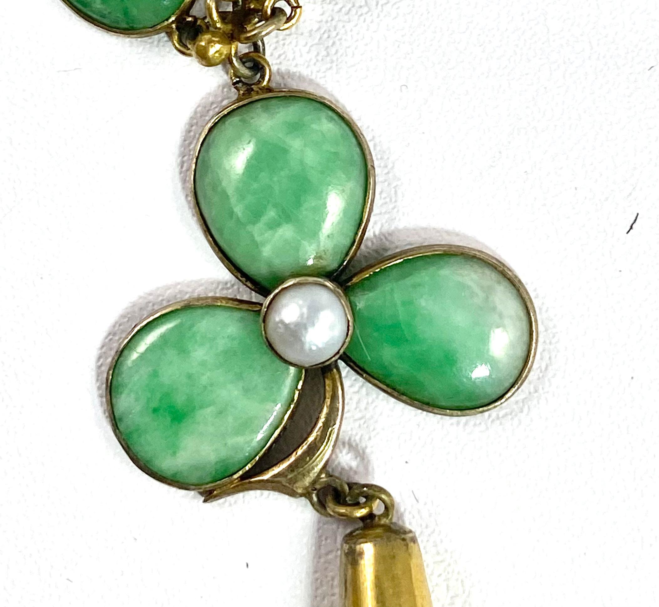 Giada, perla 14ct. Art Déco  Collana in vendita 1
