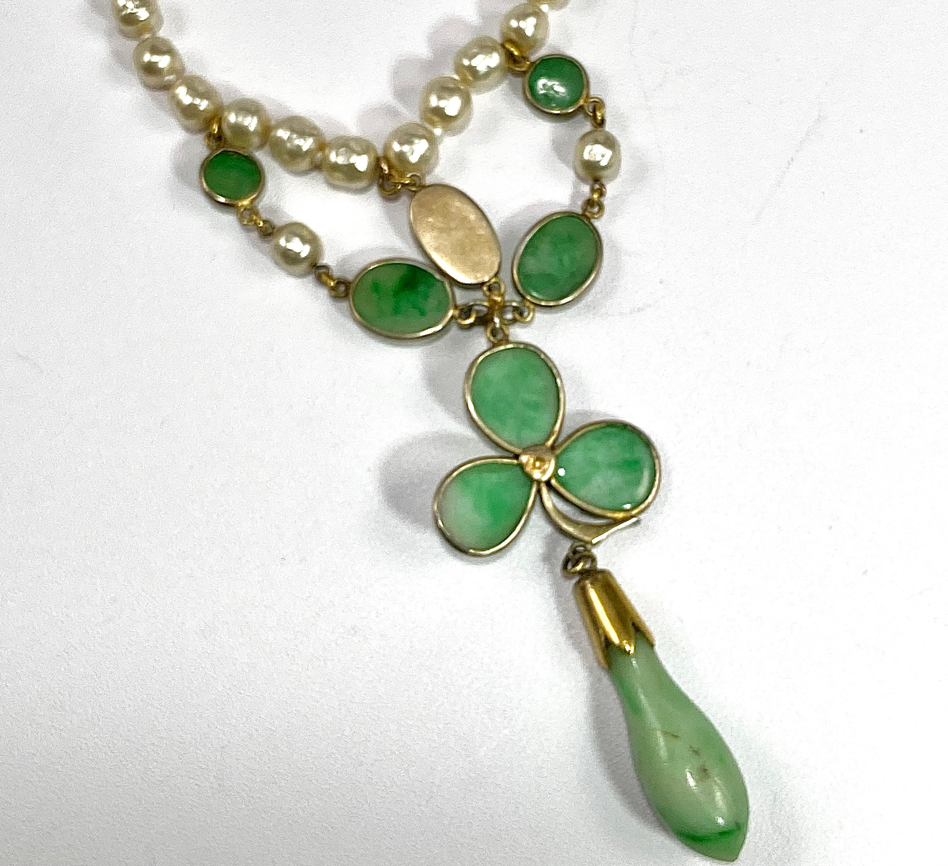 Giada, perla 14ct. Art Déco  Collana in vendita 2