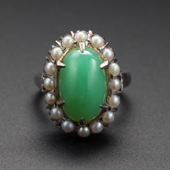 Jade & Pearl Ring Certified Untreated