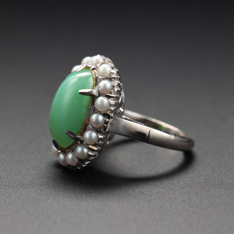 Jade and Pearl Ring Certified Untreated For Sale at 1stDibs | jade and ...