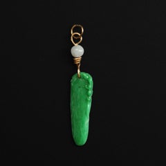 Jade Pendant 22K Gold Bail Vivid Intense Green Certified Untreated