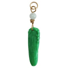 Jade Anhänger 22K Gold Bail Vivid Intense Green zertifiziert unbehandelt