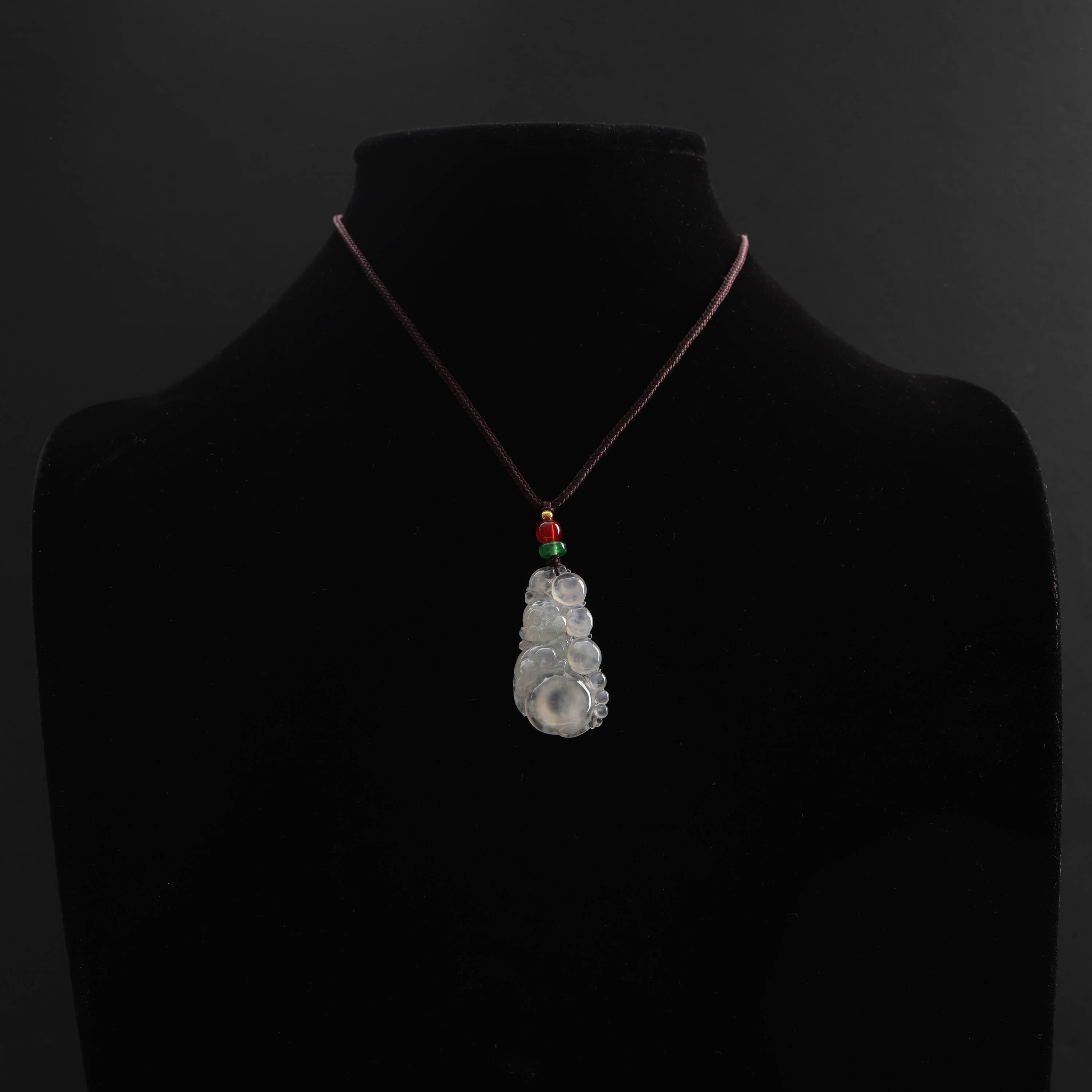 Jade Pendant Certified Untreated Jadeite Ultra Translucent In New Condition In Southbury, CT