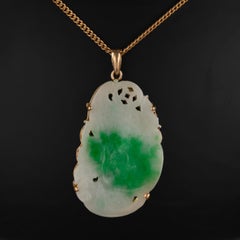 Jade Moss on Snow pendant Double Sided Certified Untreated