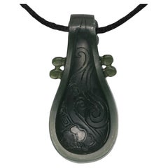 Jade Pendant Pipa '琵琶' Stringed Instrument Kunlun Jade Certified Untreated