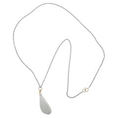 Jade Pendant Semi-Transparent "Ice" Burmese Jadeite, Oxidized Sterling 14k Chain