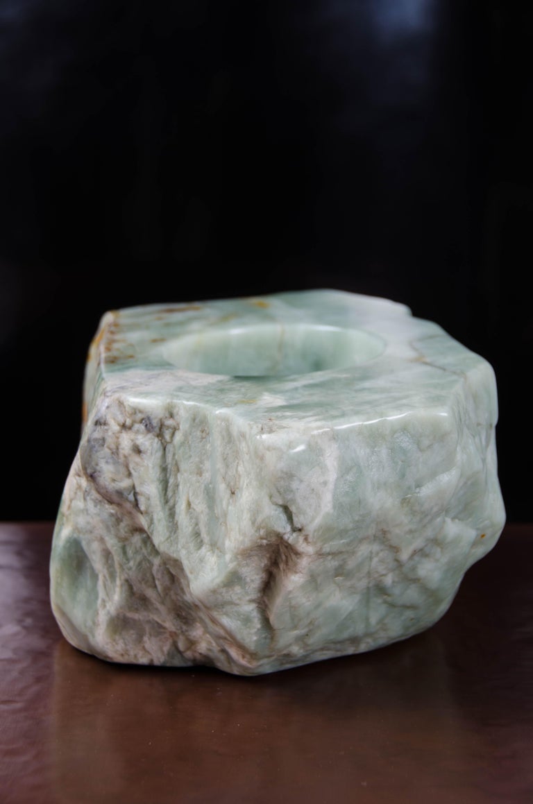 Jade Pot, Nephrite Jade by Robert Kuo, Hand Carved, Limited Edition For