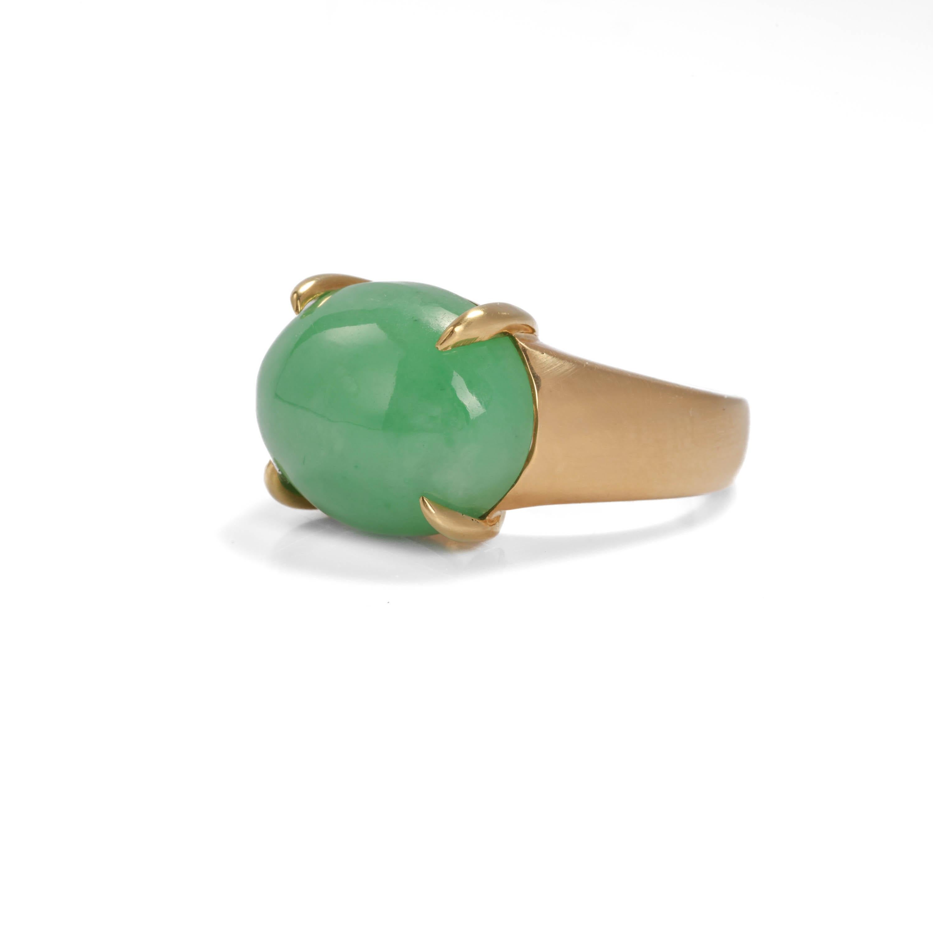 Jade-Ring Apfelgrüner Jadeit Seltener Gump's Icon (Cabochon)