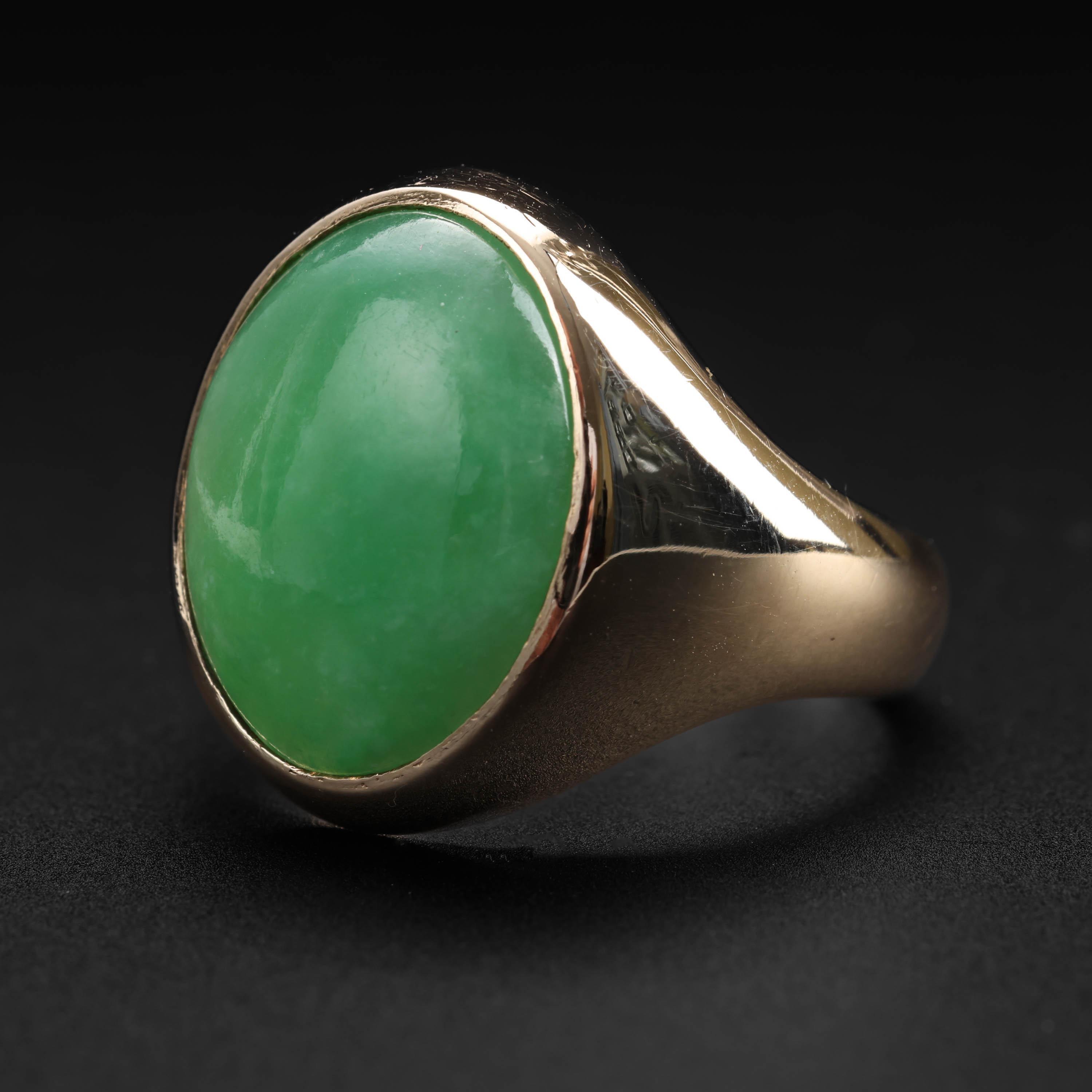 Modern Jade Ring Apple Green Midcentury Certified Untreated