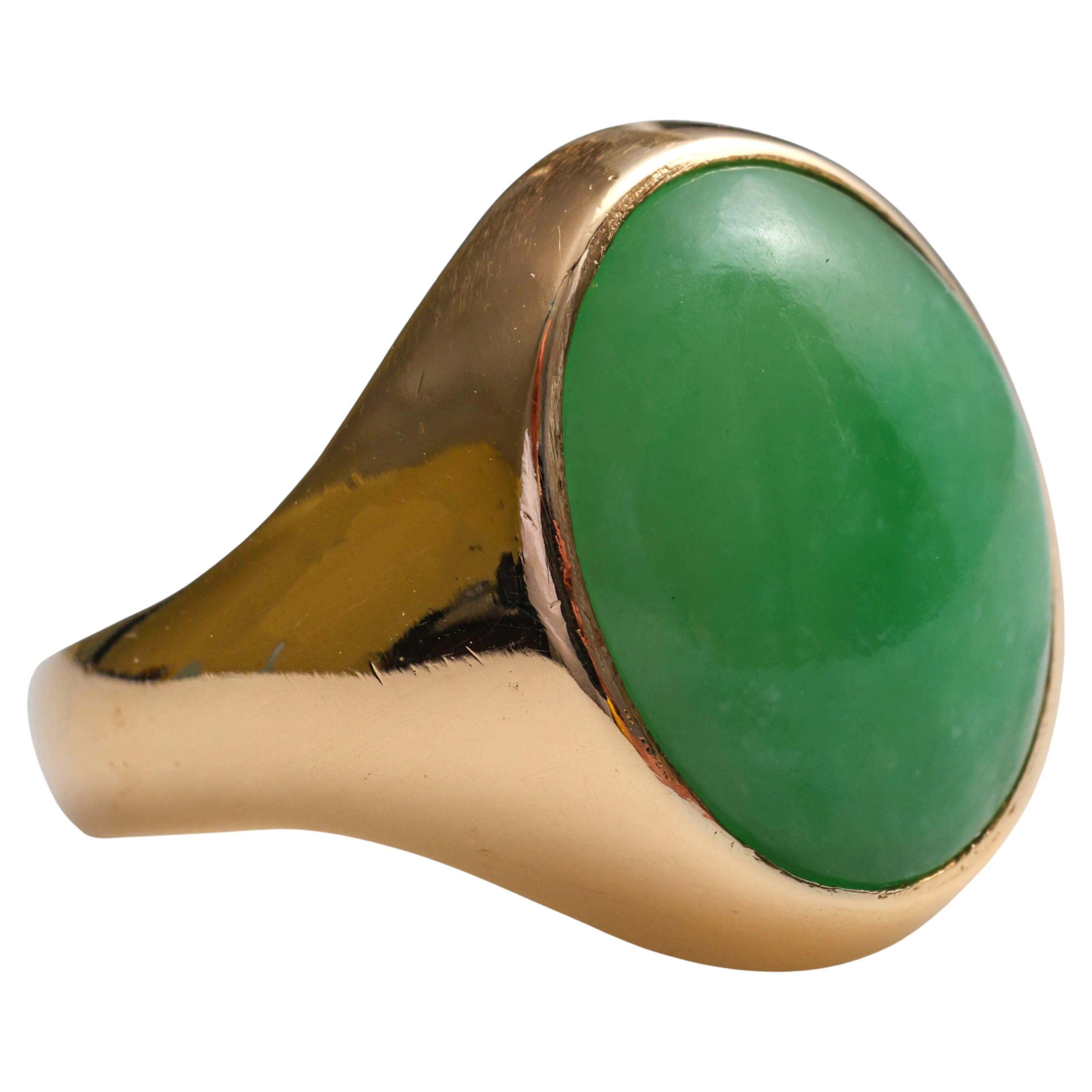 Jade Ring Apple Green Midcentury Certified Untreated