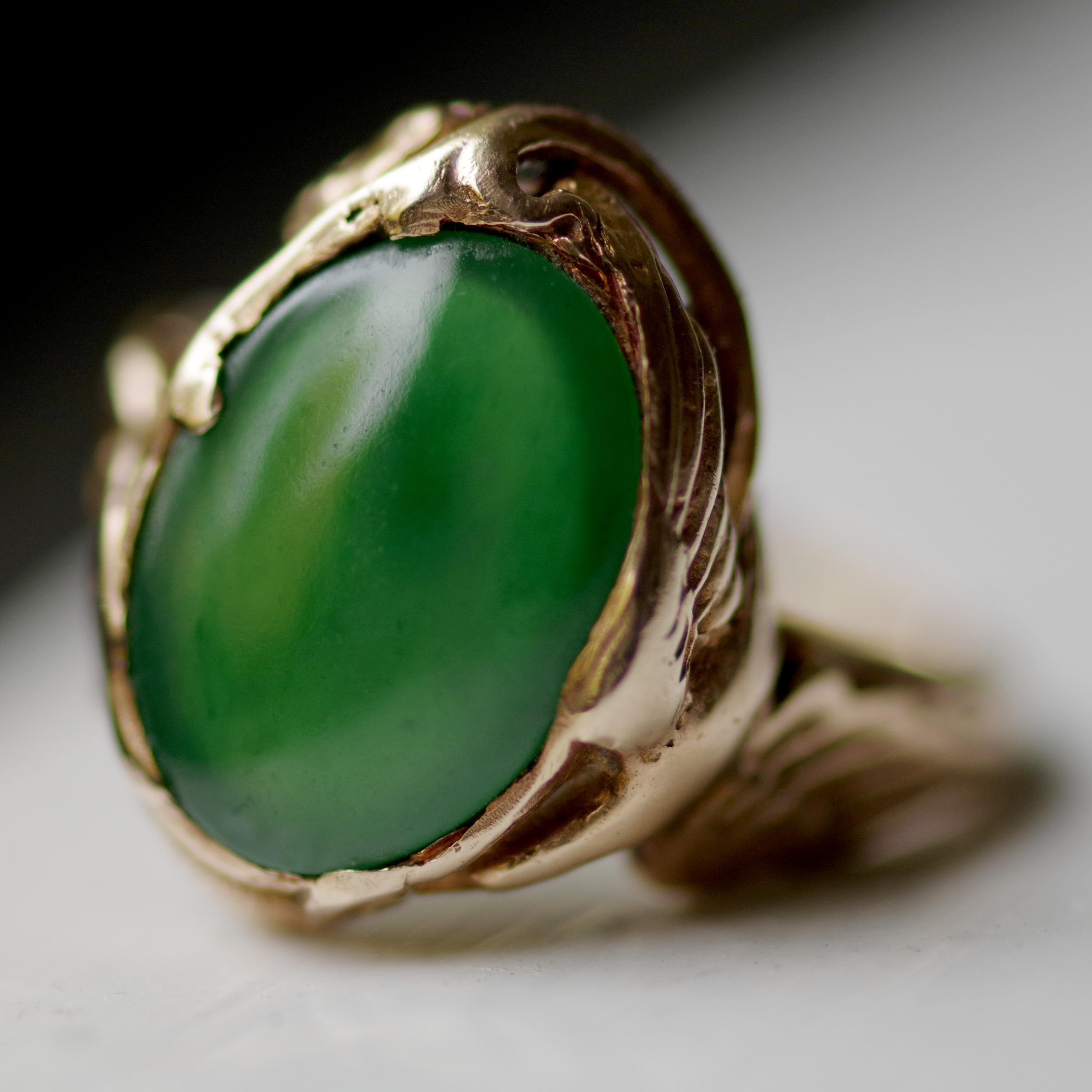 Art Nouveau Jadeit Jade Ring zertifiziert unbehandelt 4