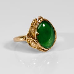 Art Nouveau Jadeite Jade Ring Certified Untreated