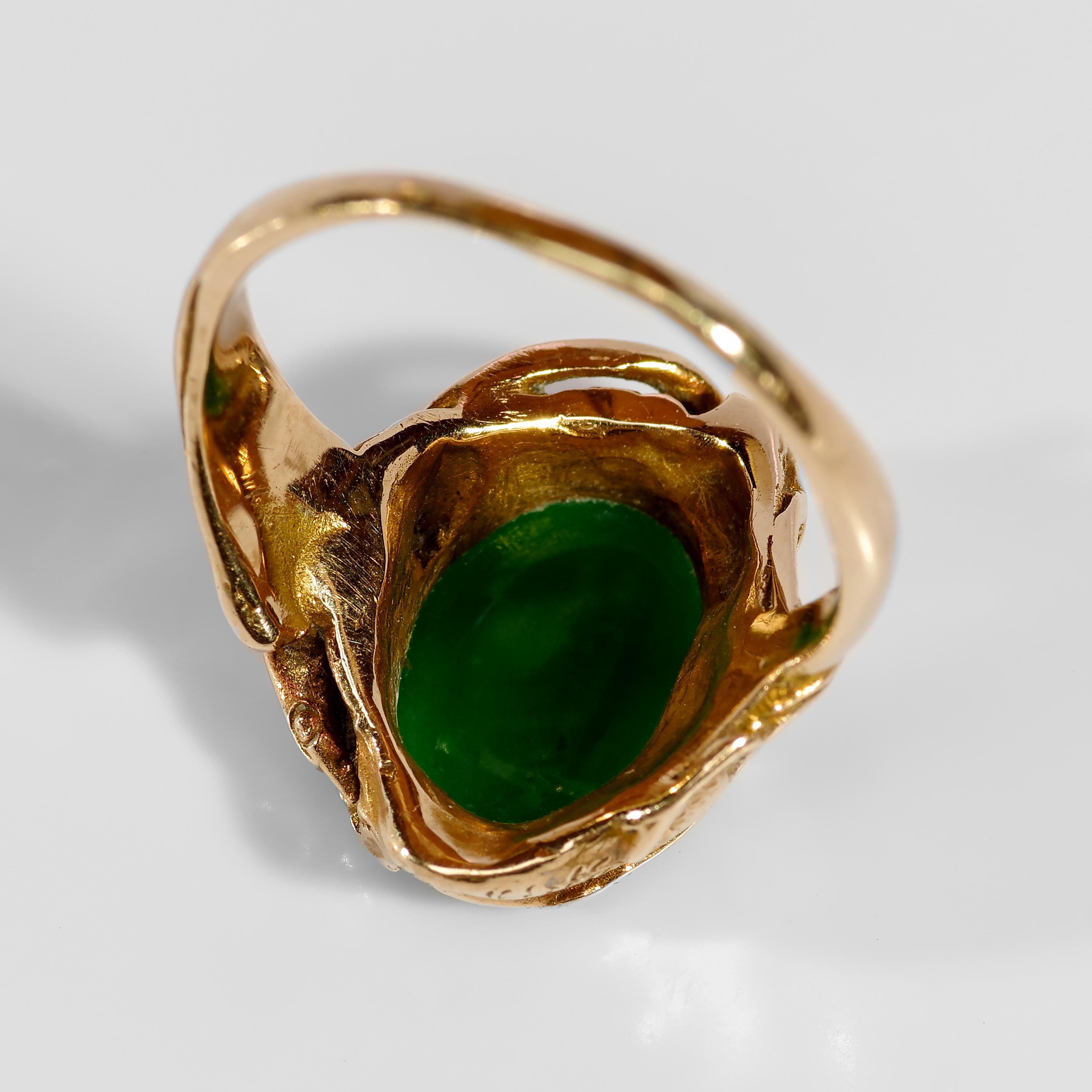 Art Nouveau Jadeit Jade Ring zertifiziert unbehandelt 1