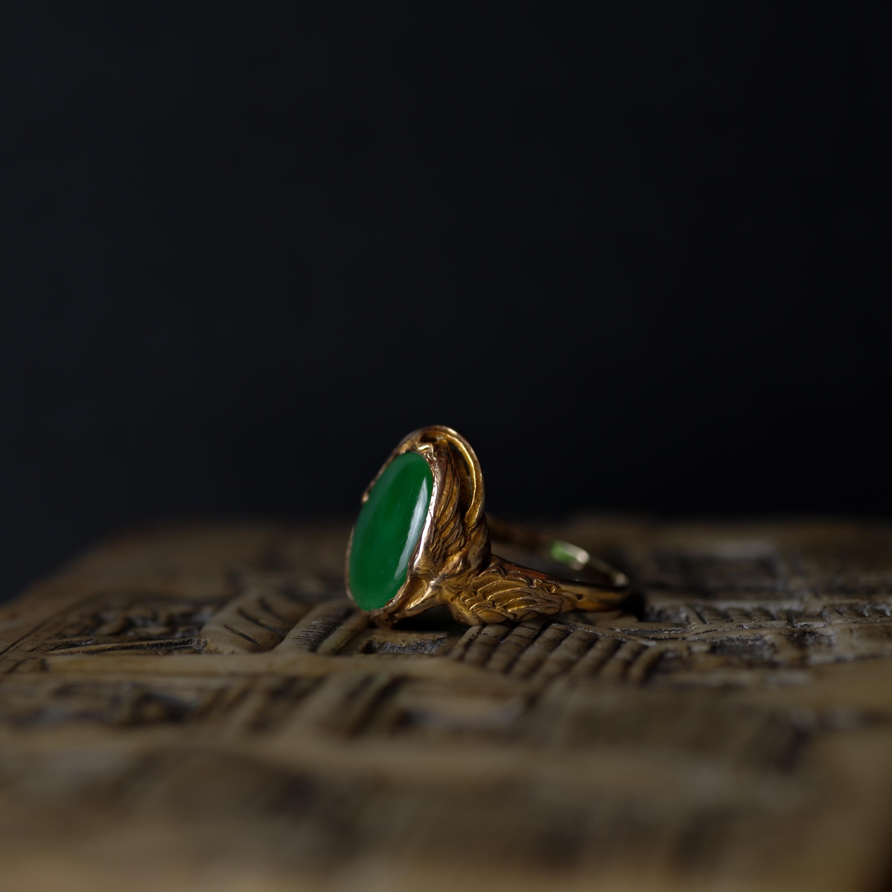 Art Nouveau Jadeit Jade Ring zertifiziert unbehandelt 3
