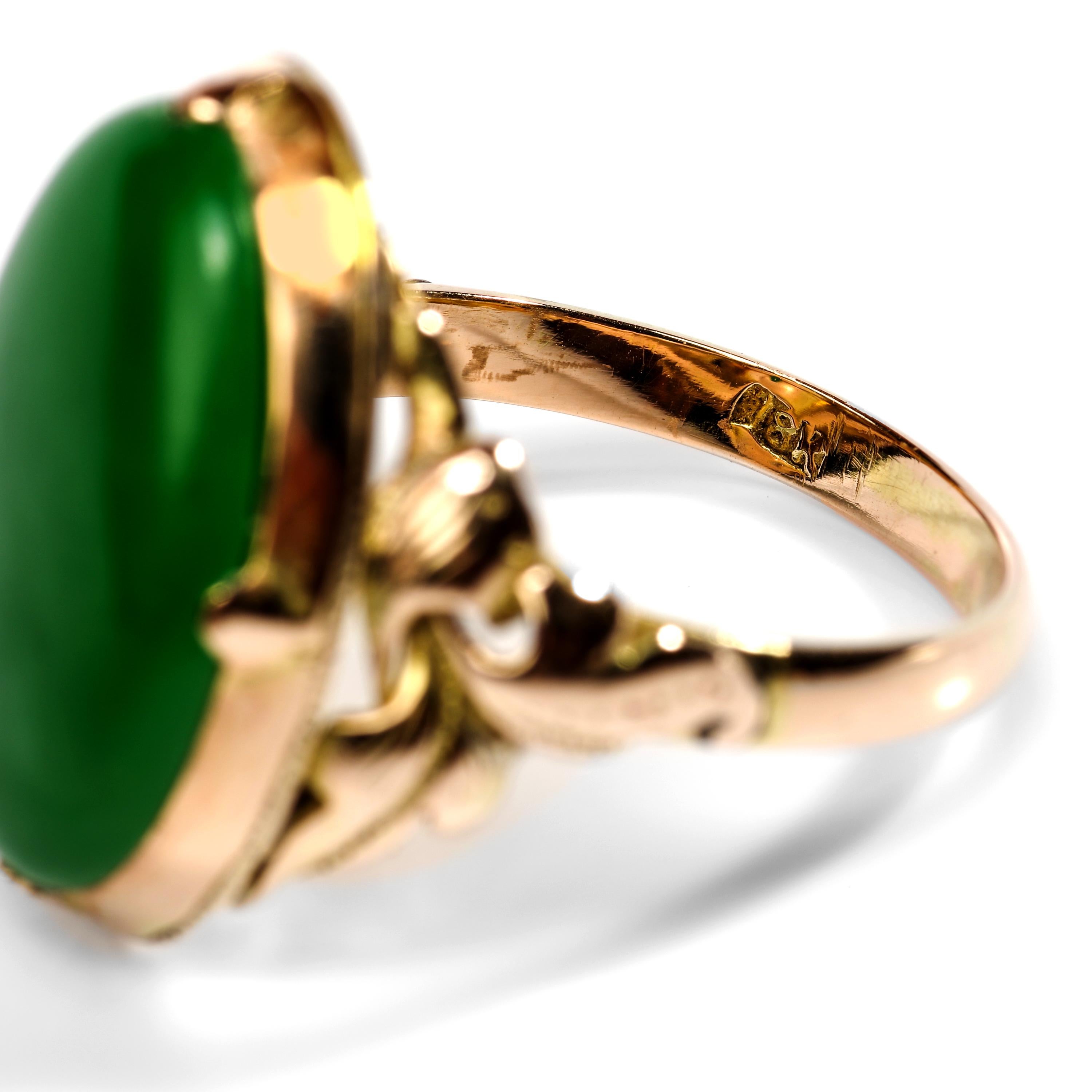 Jade Ring Emerald Green Art Nouveau Certified Untreated 2