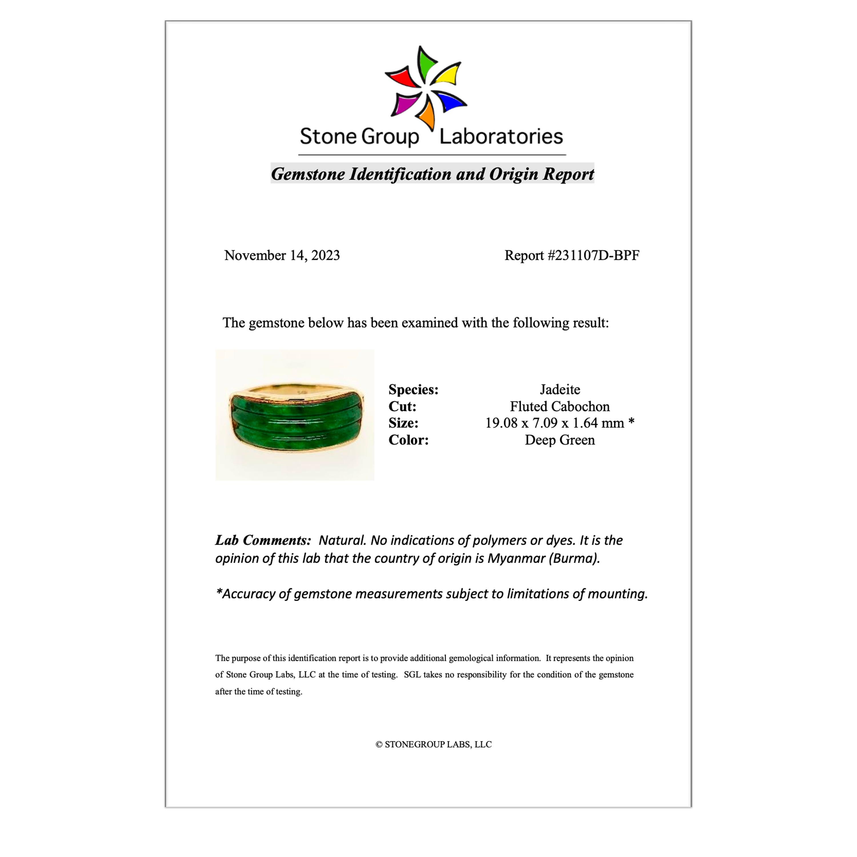 Jade Ring Smaragdgrün zertifiziert unbehandelt ca. 1960er Jahre im Angebot 4