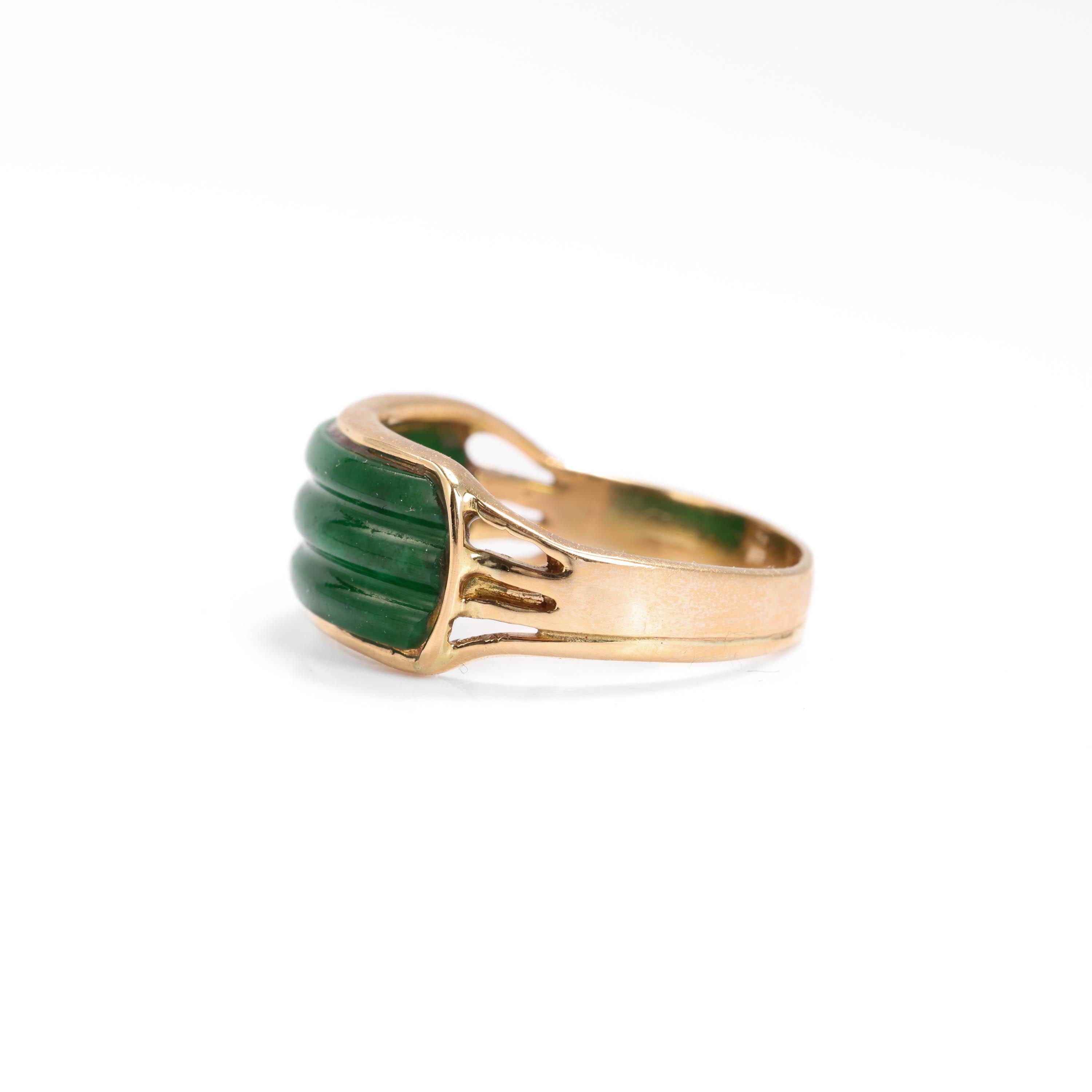 Artisan Jade Ring Emerald Green Certified Untreated Circa 1960s For Sale