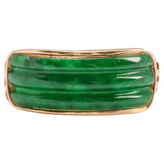 Retro Jade Ring Emerald Green Certified Untreated Circa 1960s