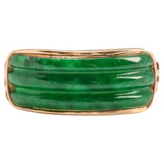 Bague en jade Emeraude verte certifiée non traitée Circa 1960s