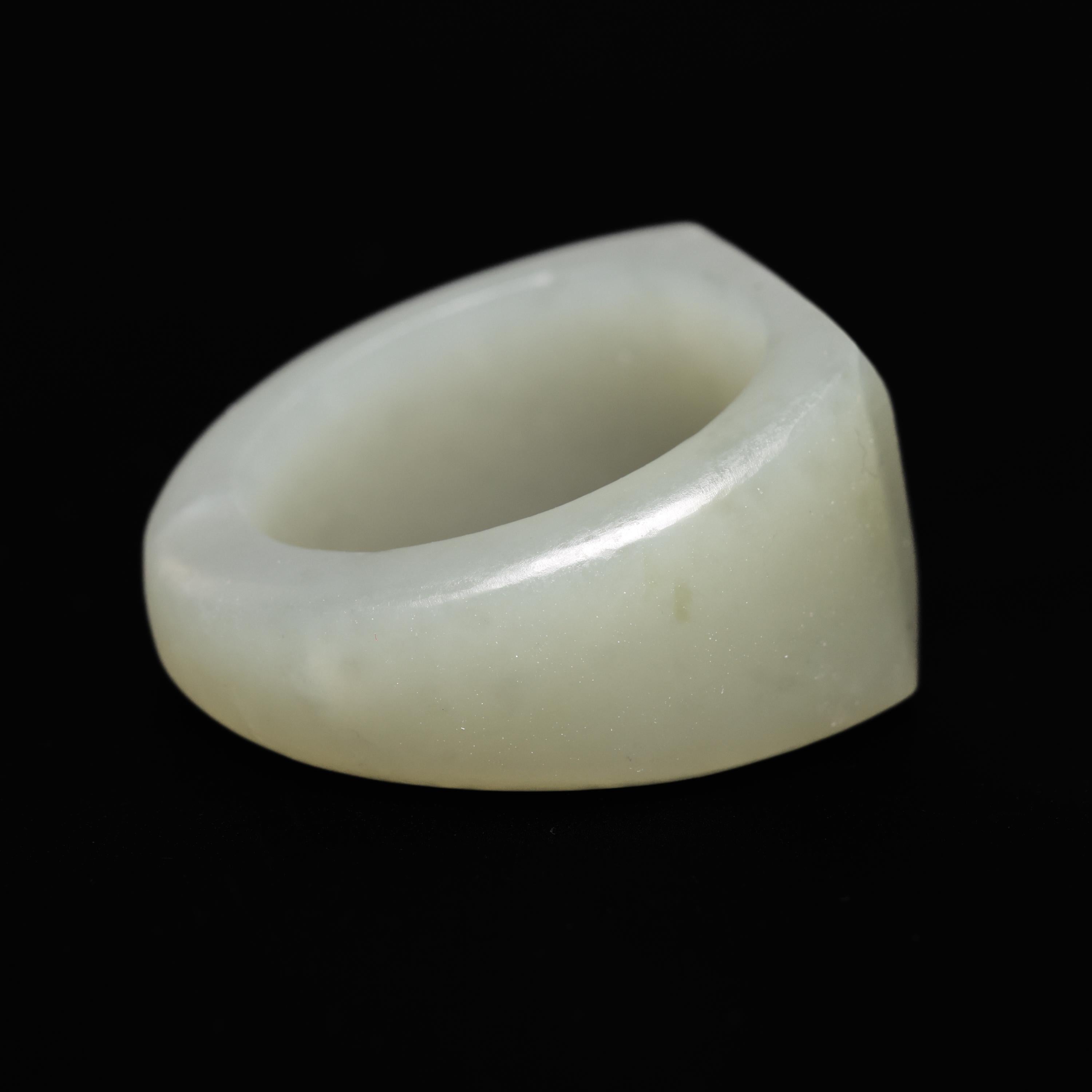 Round Cut Jade Ring Geometric Form Hand Carved Certified Untreated Nephrite
