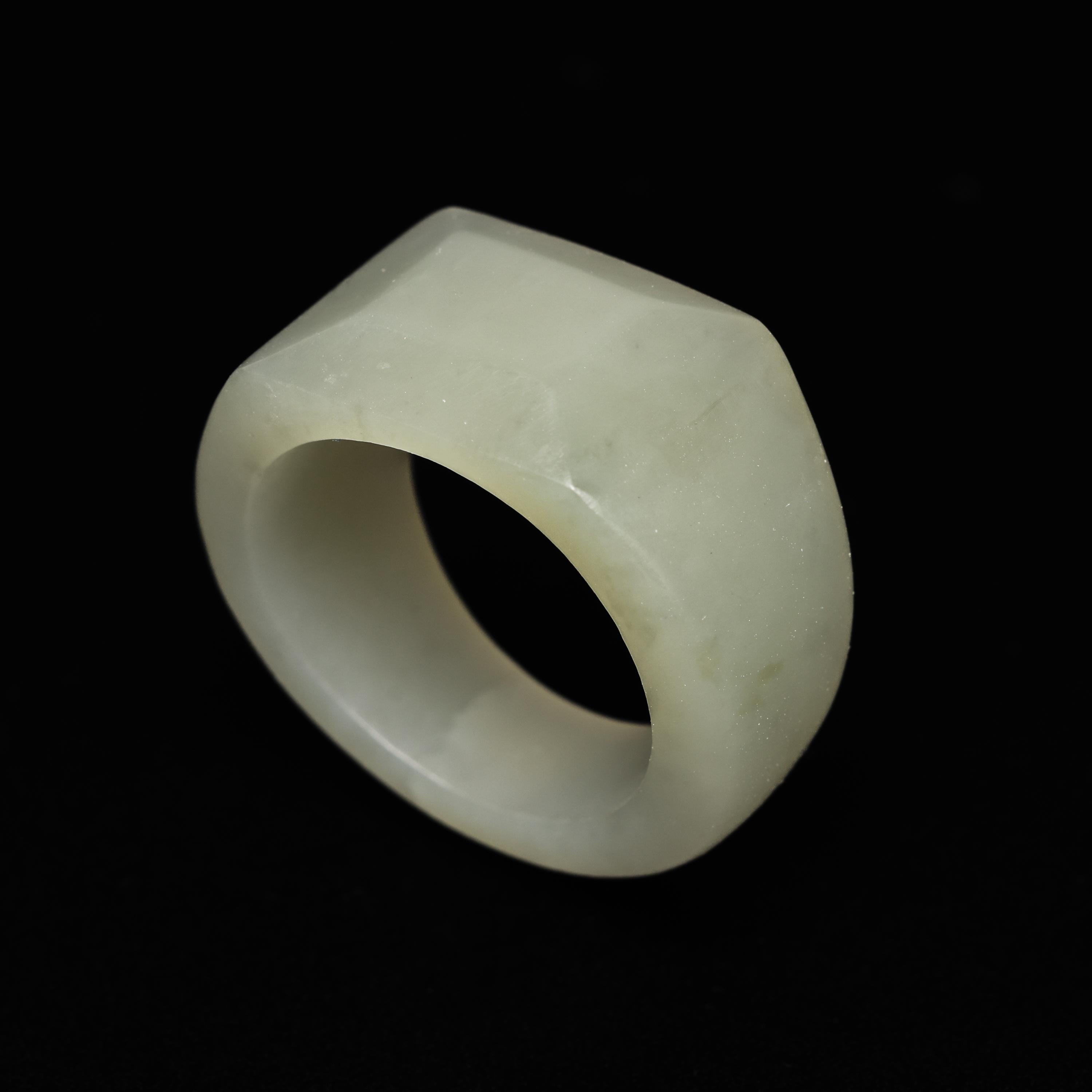 Jade Ring Geometric Form Hand Carved Certified Untreated Nephrite 1