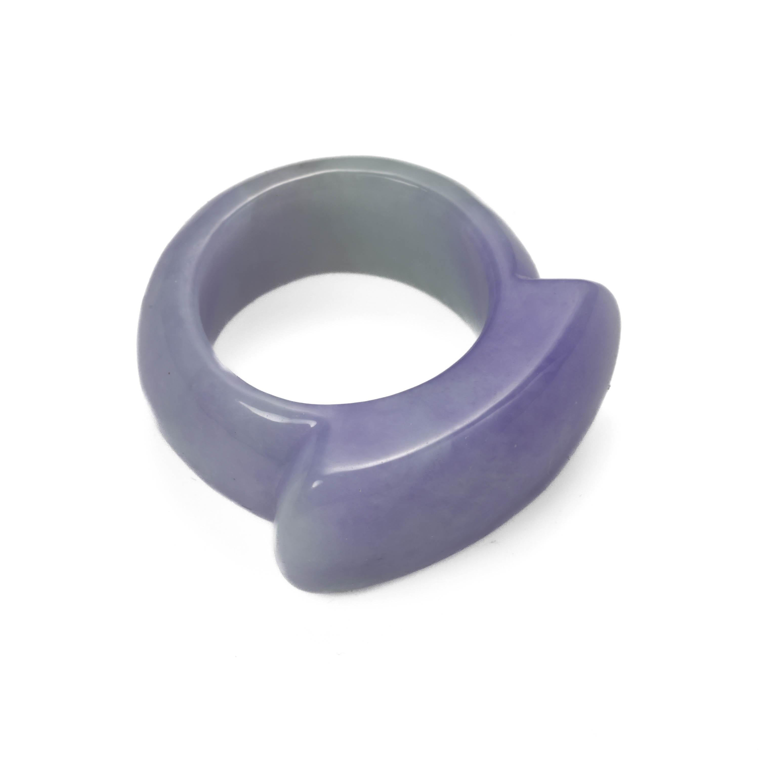 Jade Ring GIA Certified Untreated Purple Jadeite, Size 10 ½   For Sale 4