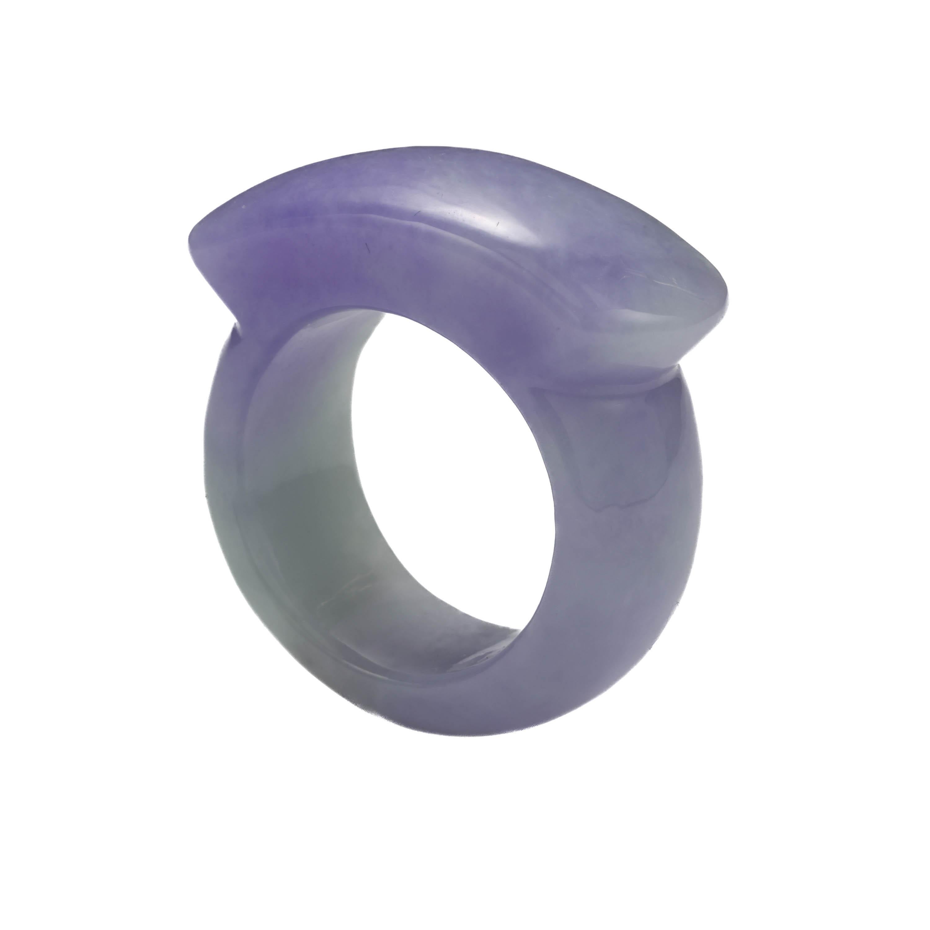 Jade Ring GIA Certified Untreated Purple Jadeite, Size 10 ½   For Sale 7