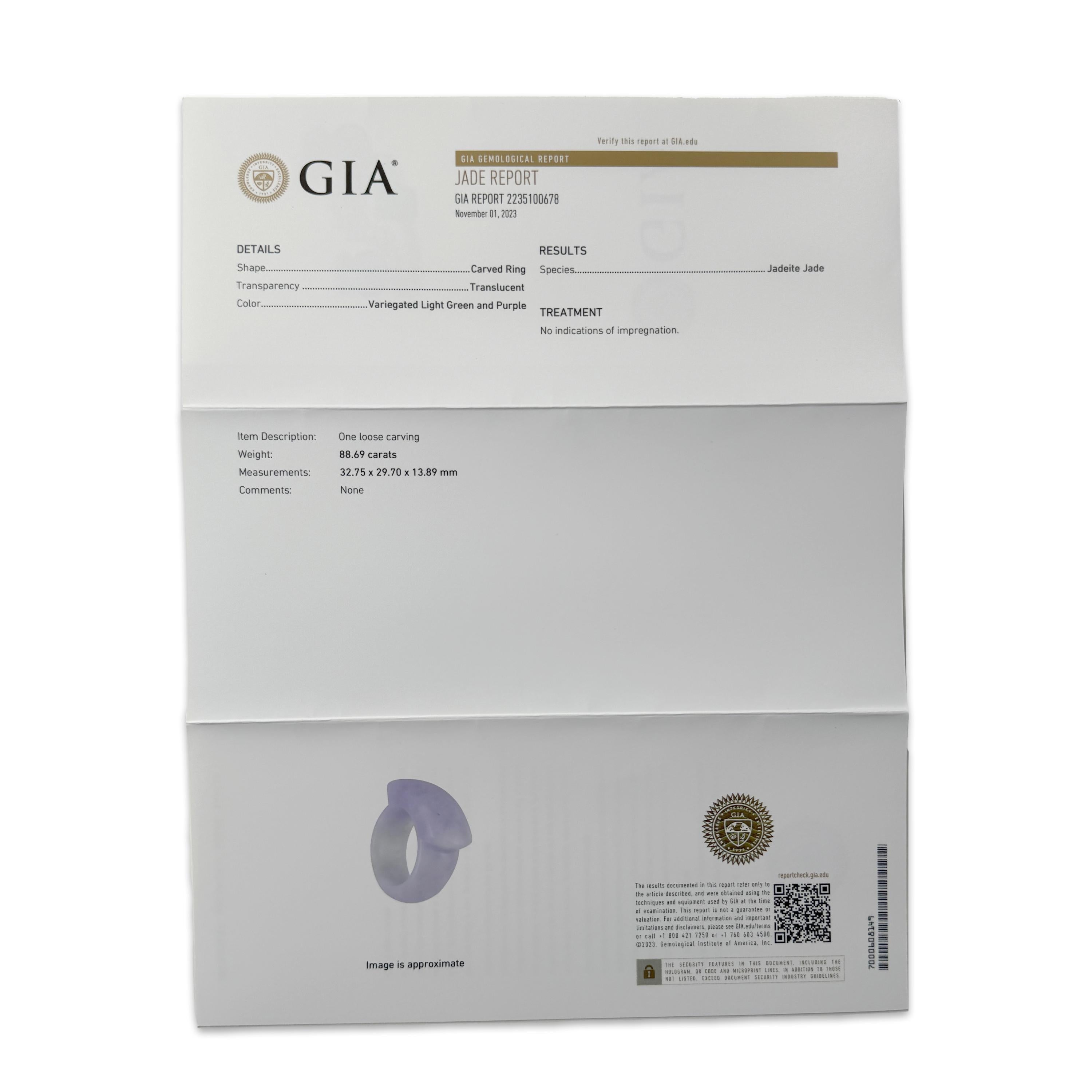 Jade Ring GIA zertifiziert unbehandelten lila Jadeit, Größe 10 ½   im Angebot 12