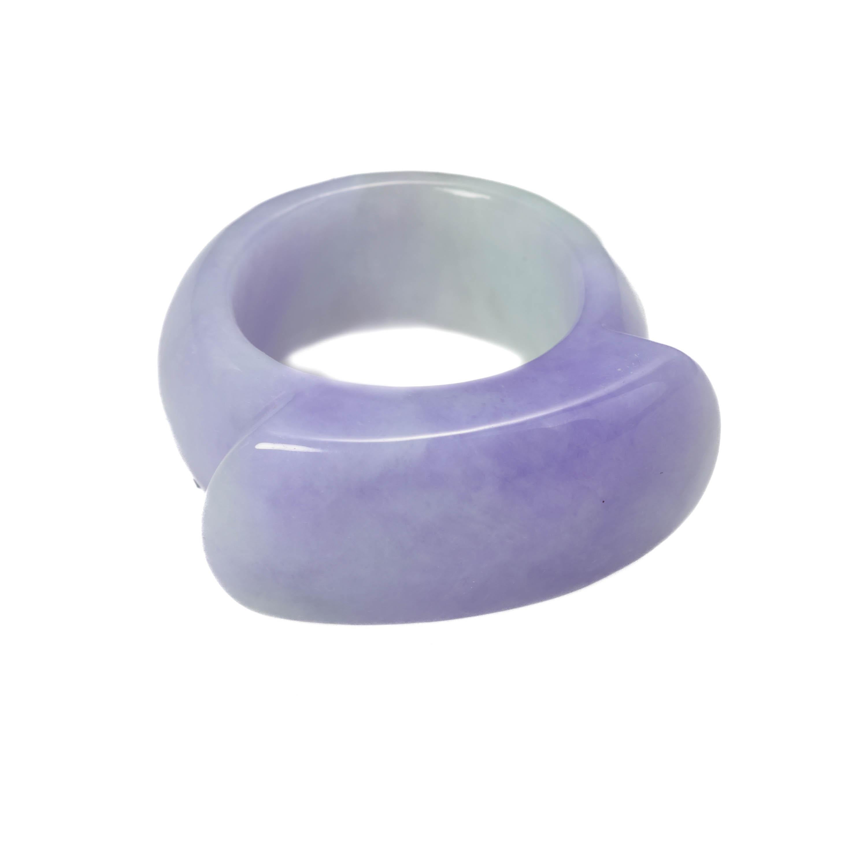 Artisan Jade Ring GIA Certified Untreated Purple Jadeite, Size 10 ½   For Sale