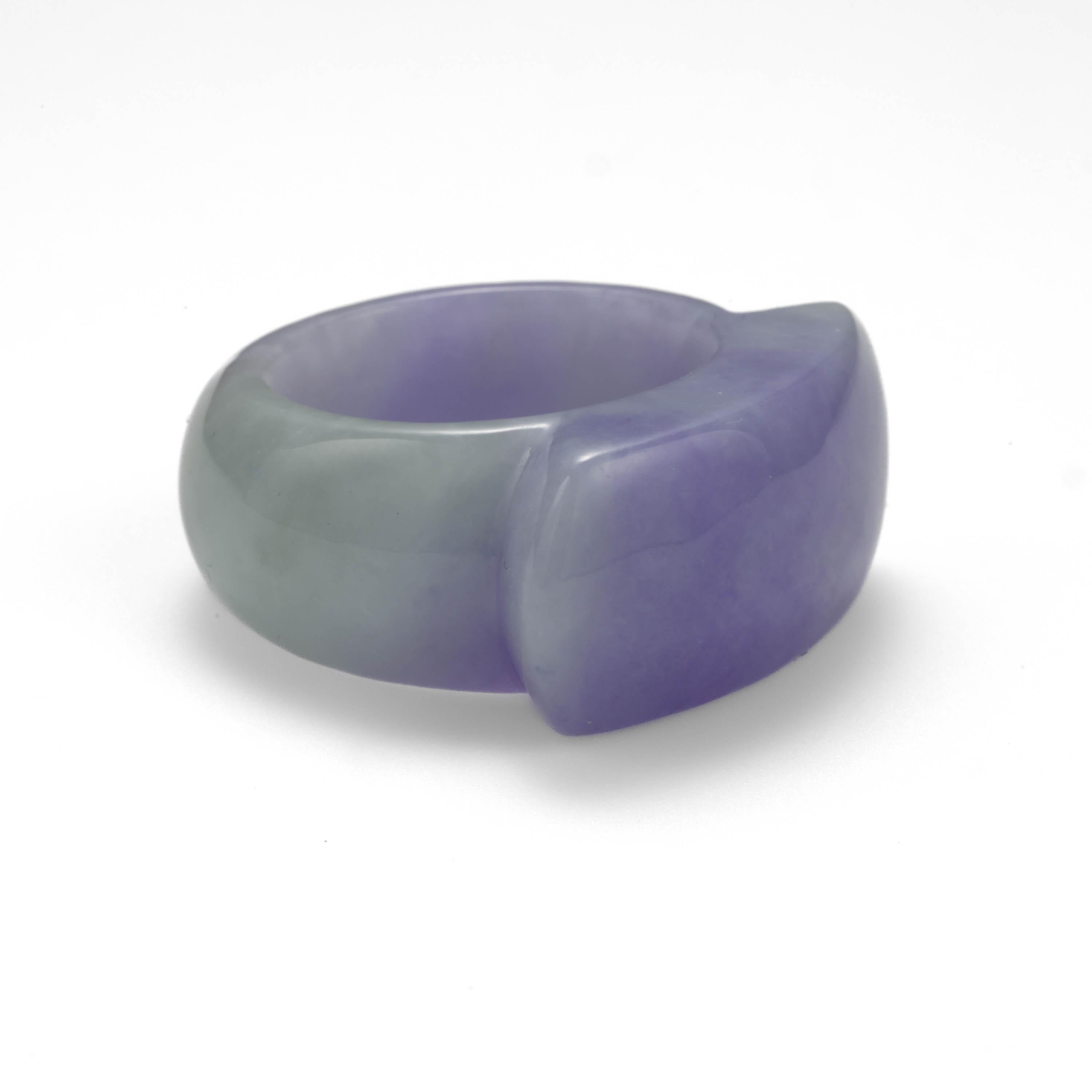 Jade Ring GIA Certified Untreated Purple Jadeite, Size 10 ½   In New Condition For Sale In Southbury, CT