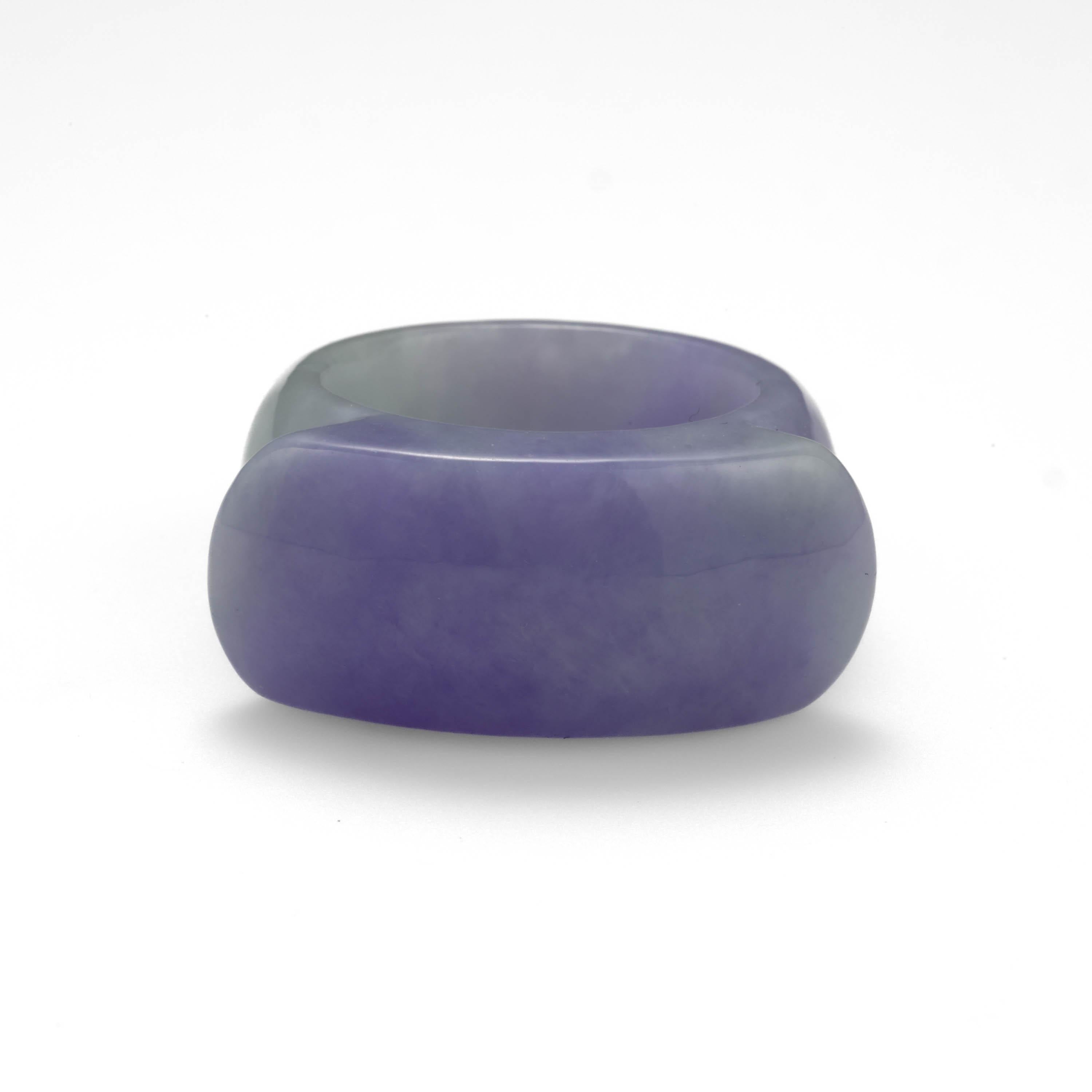 Women's or Men's Jade Ring GIA Certified Untreated Purple Jadeite, Size 10 ½   For Sale