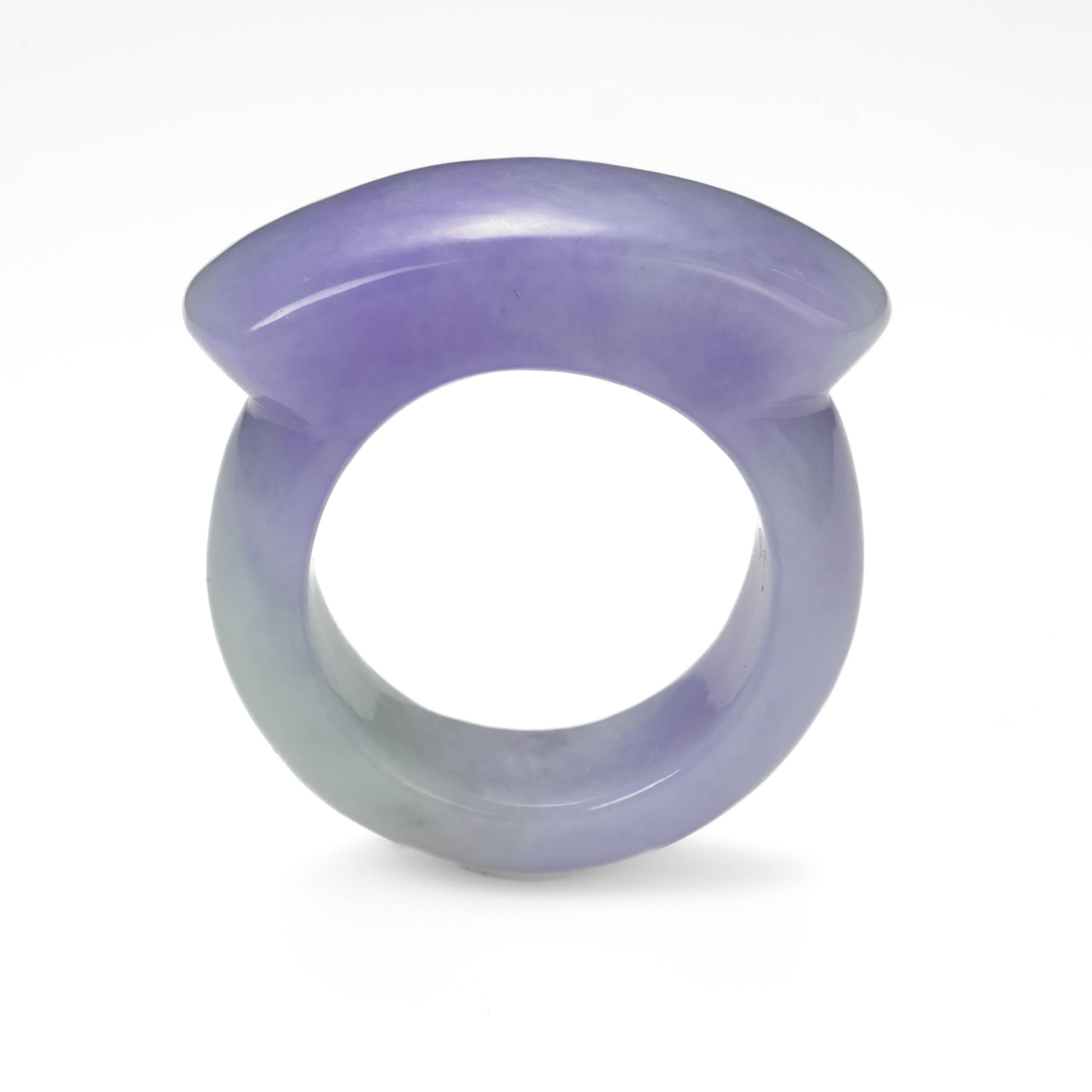 Jade Ring GIA Certified Untreated Purple Jadeite, Size 10 ½ For Sale 2