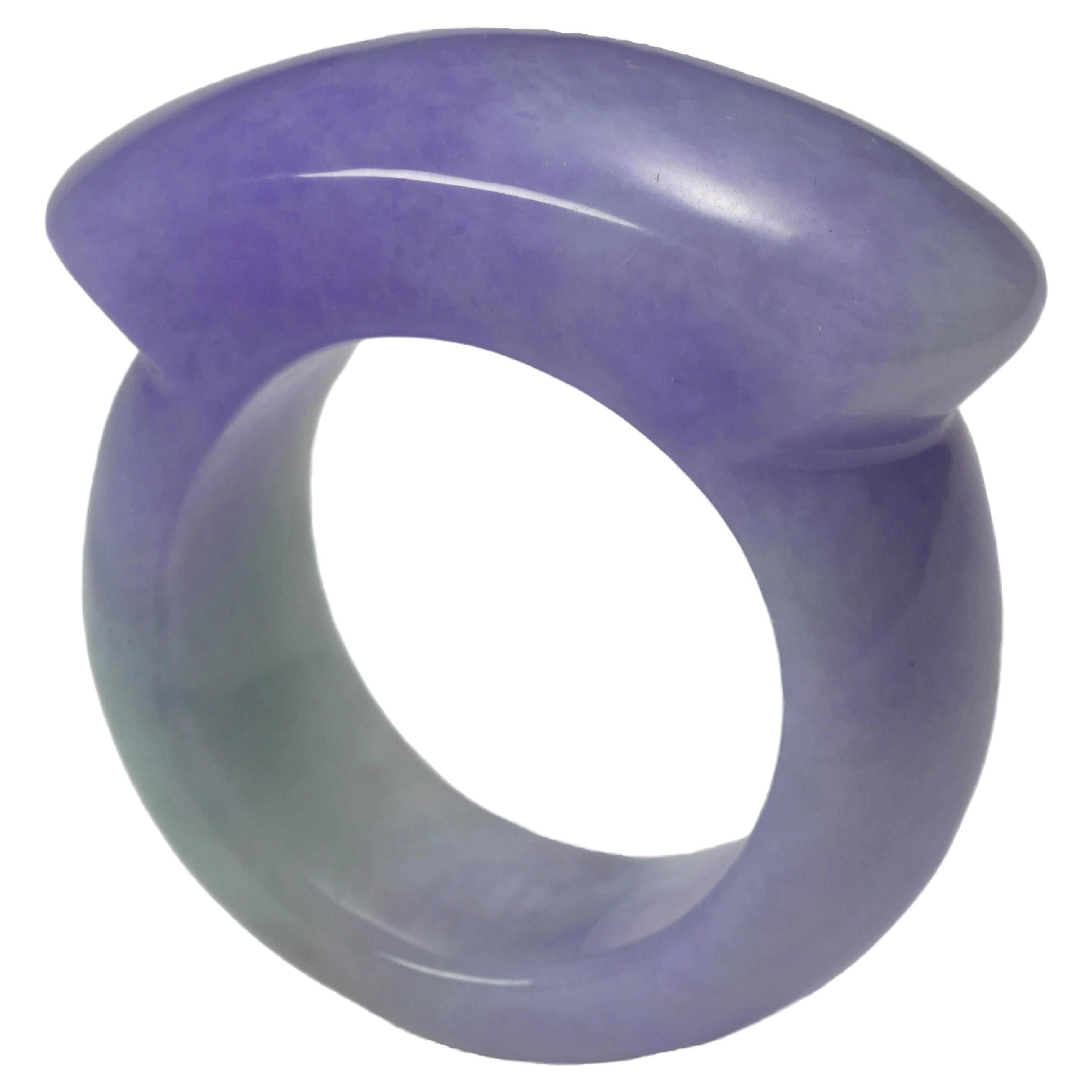 Jade Ring GIA Certified Untreated Purple Jadeite, Size 10 ½   For Sale