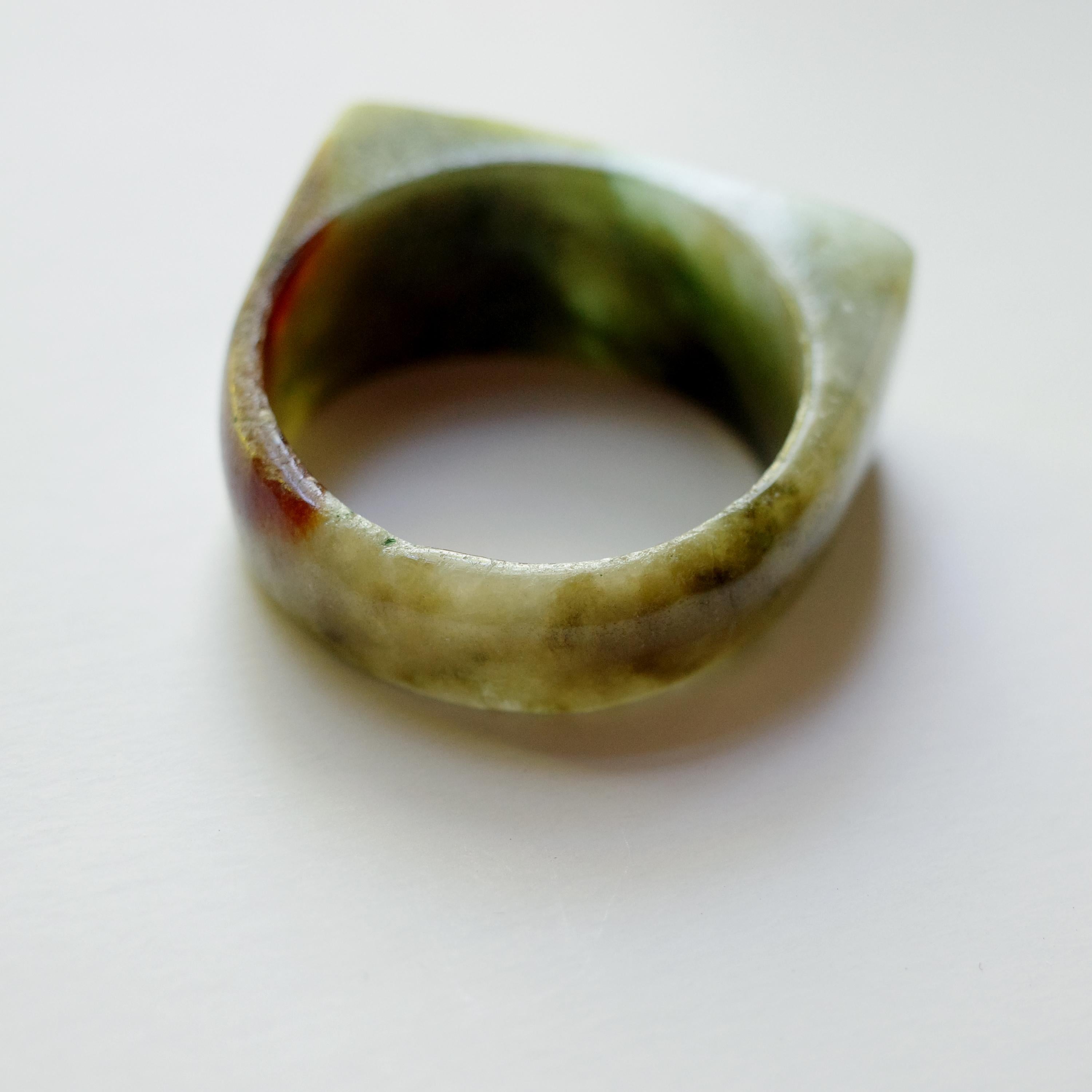 Art Nouveau Jade Ring Hand Carved Antique from China
