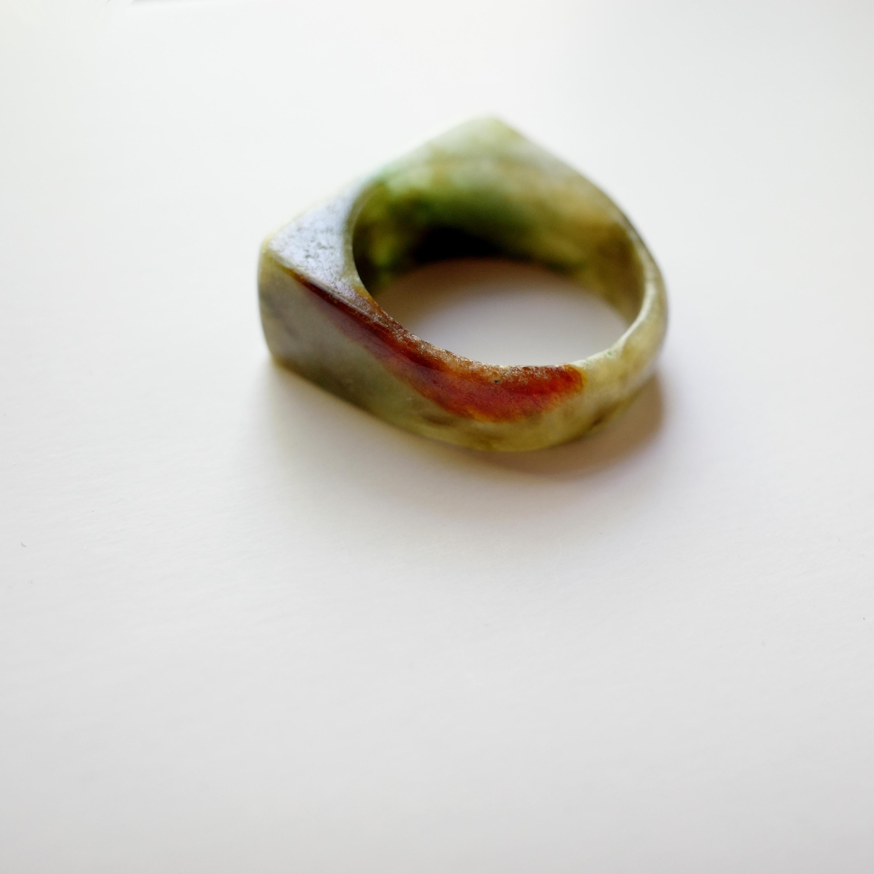 Uncut Jade Ring Hand Carved Antique from China