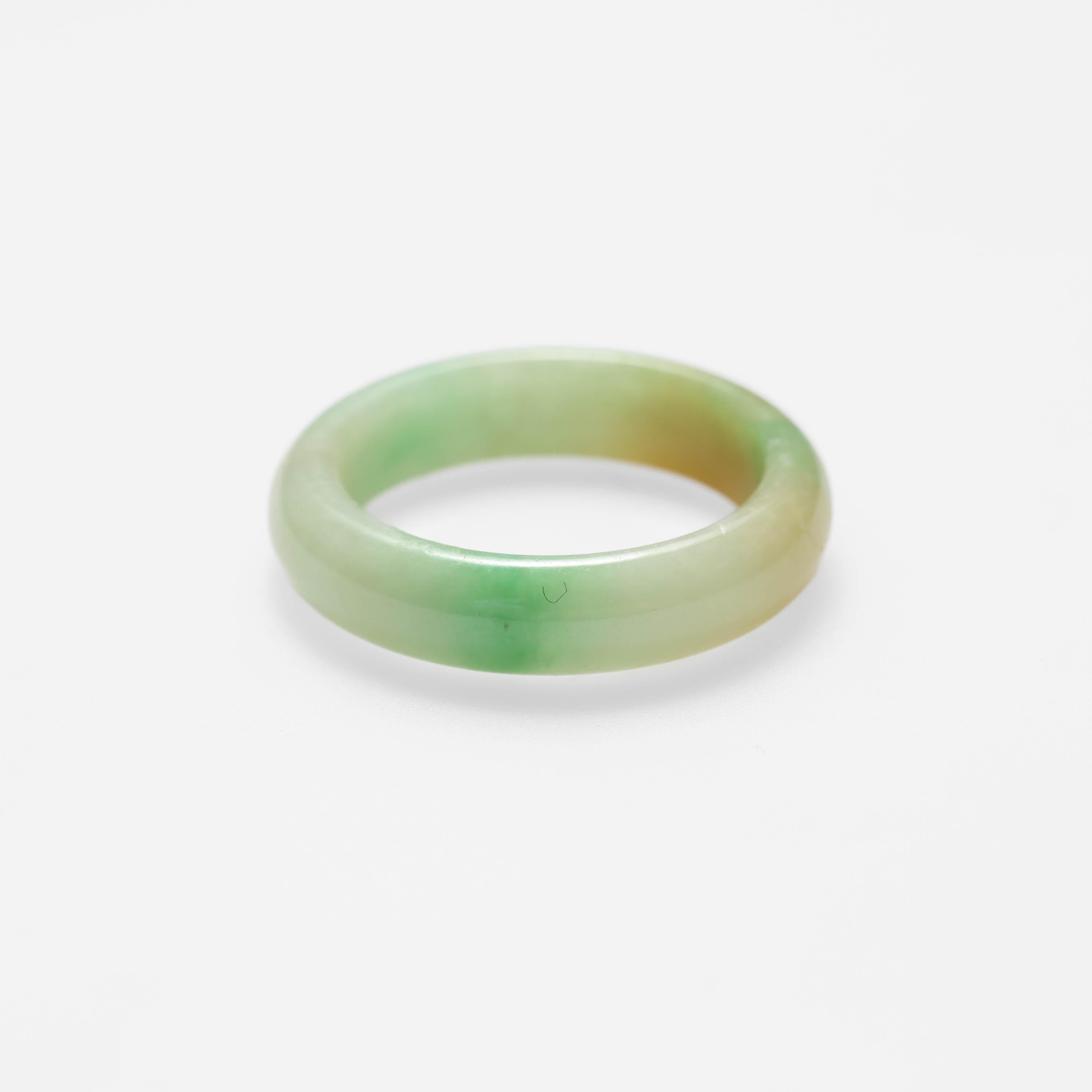 Round Cut Jade Ring Hand Carved Band Certified Untreated Size 6 For Sale