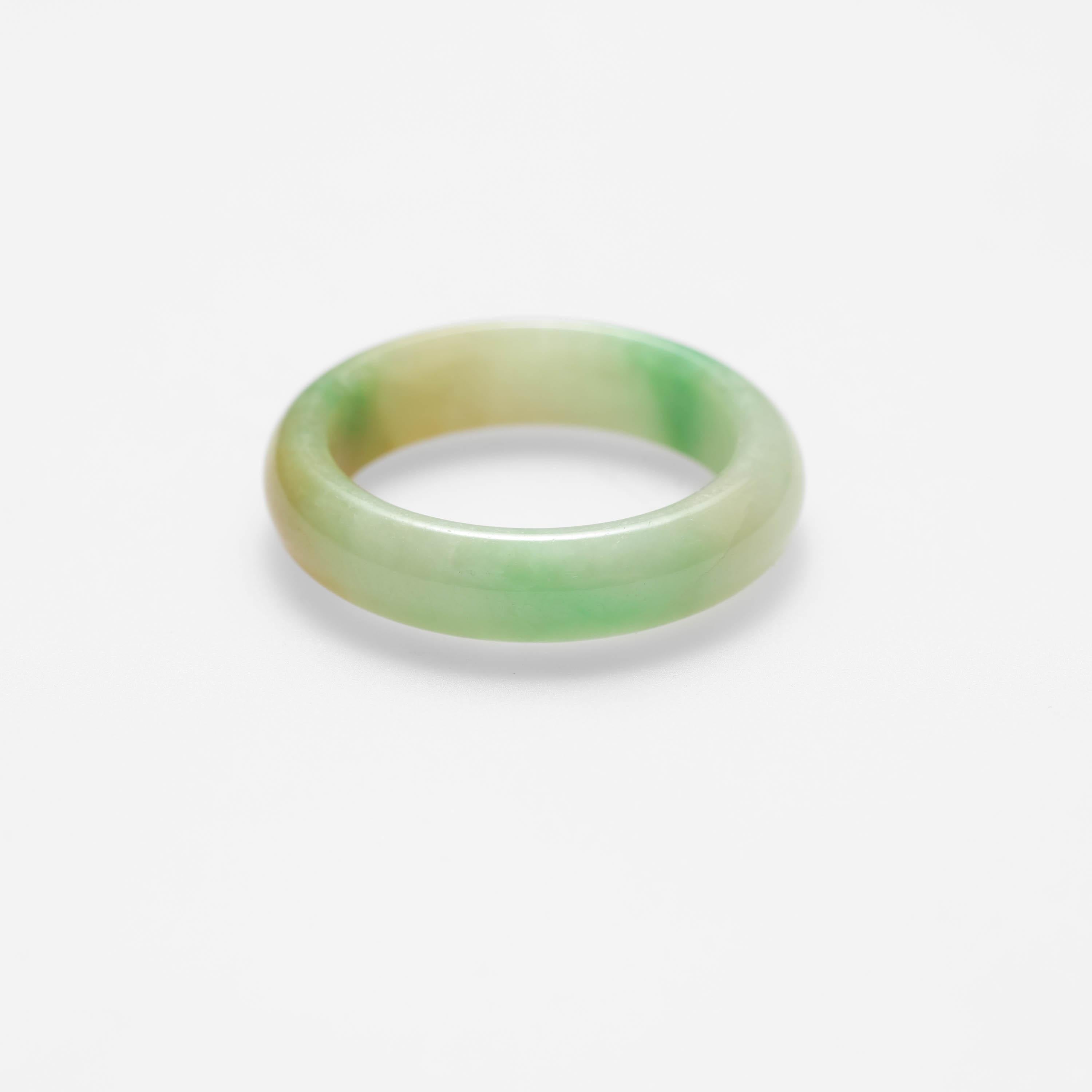Women's or Men's Jade Ring Hand Carved Band Certified Untreated Size 6 For Sale