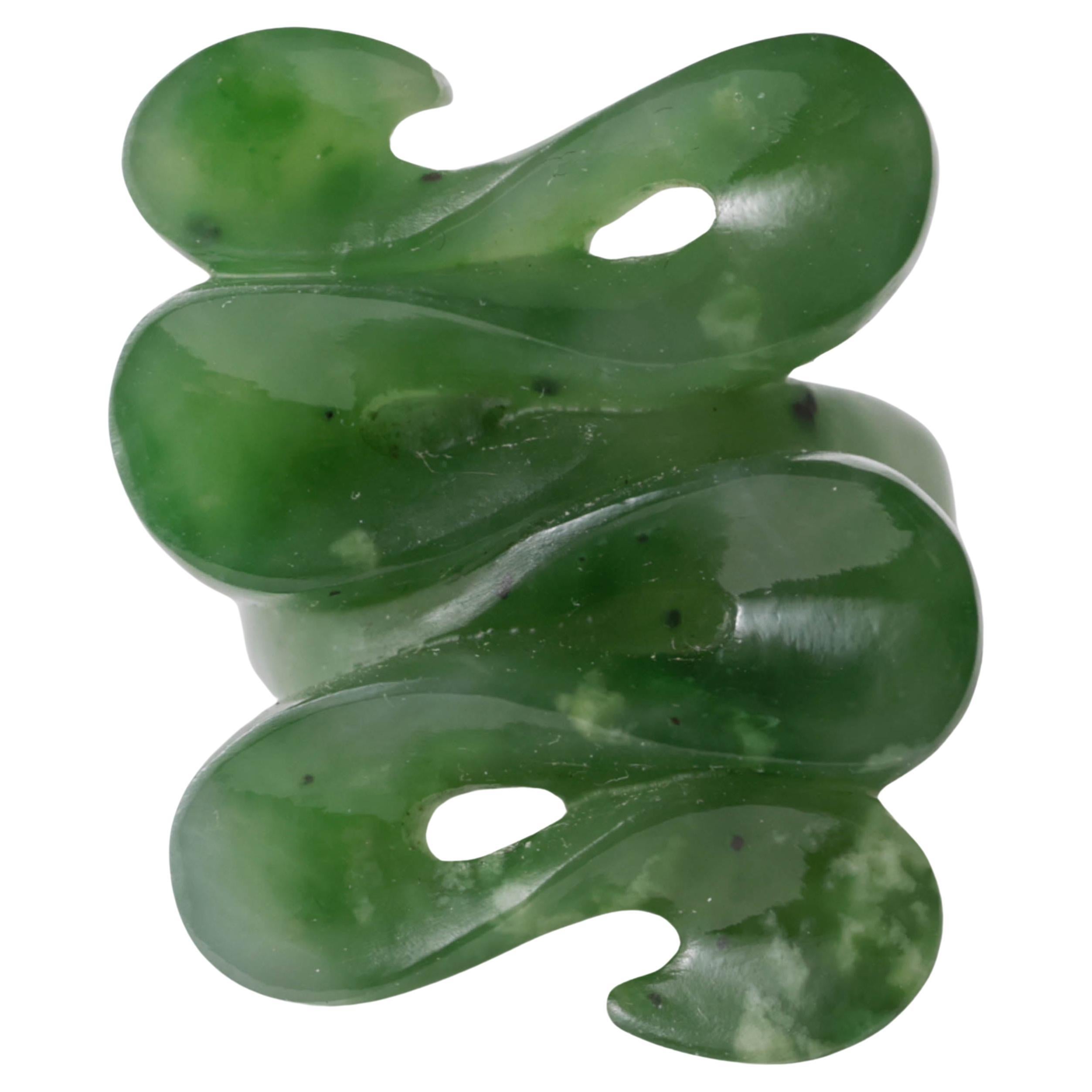 Jade Ring Hand Carved from One Stone Certified Untreated For Sale