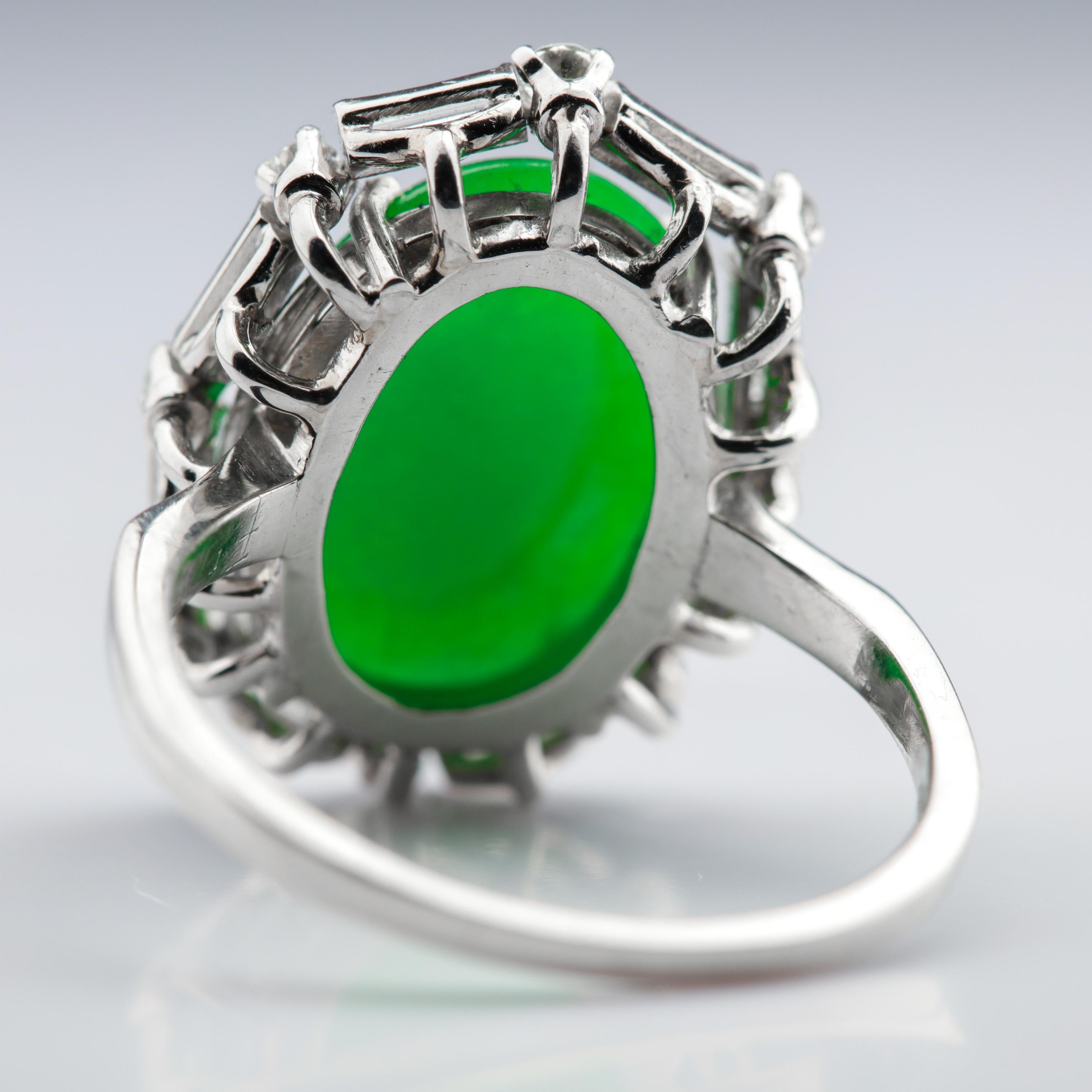 Jade Ring in Platinum with Diamonds Certified Untreated Art Deco 13