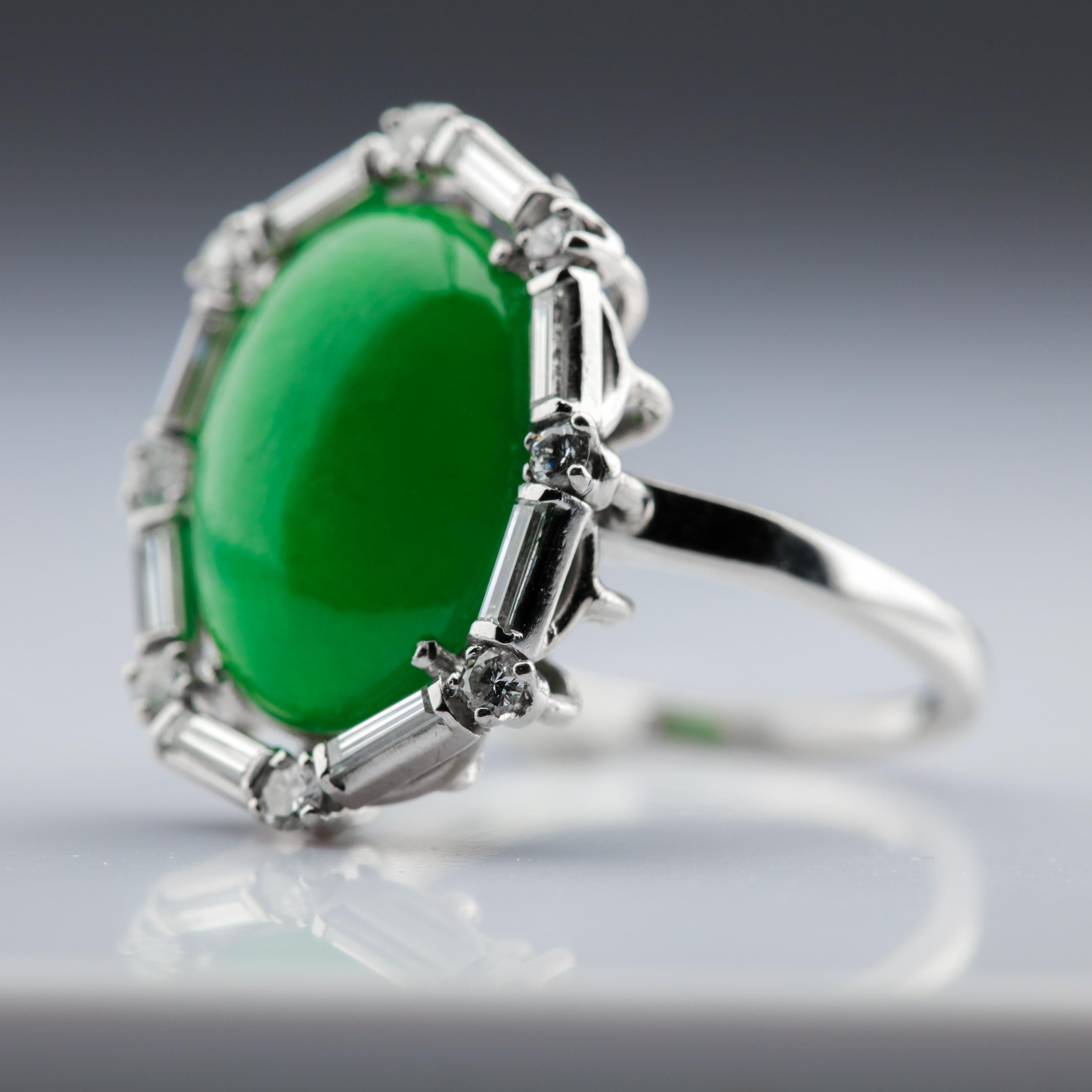 Jade Ring in Platinum with Diamonds Certified Untreated Art Deco 3