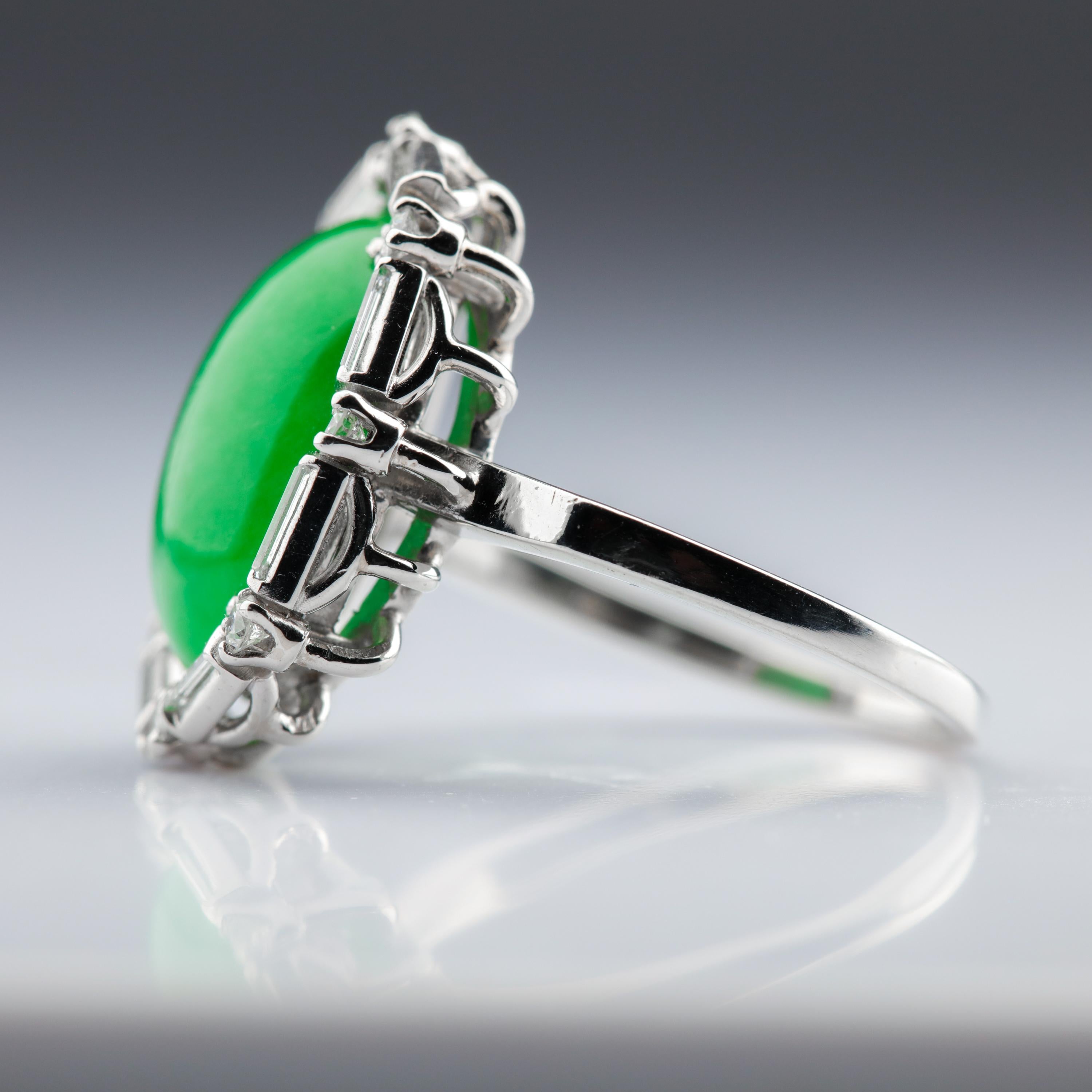 Jade Ring in Platinum with Diamonds Certified Untreated Art Deco 5