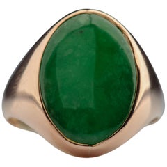 Jade-Ring in Roségold:: um 1940