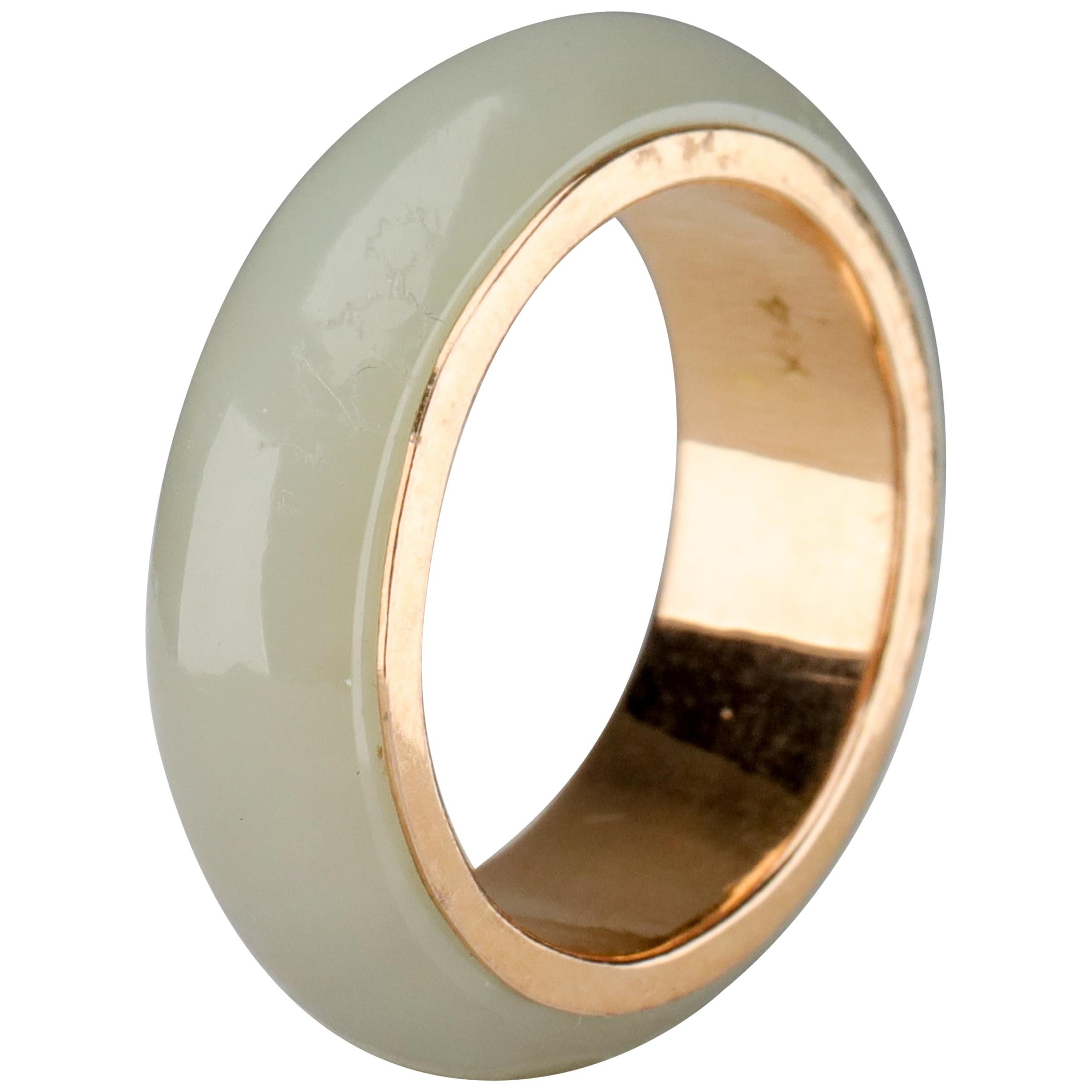Jade Ring Lined with Gold