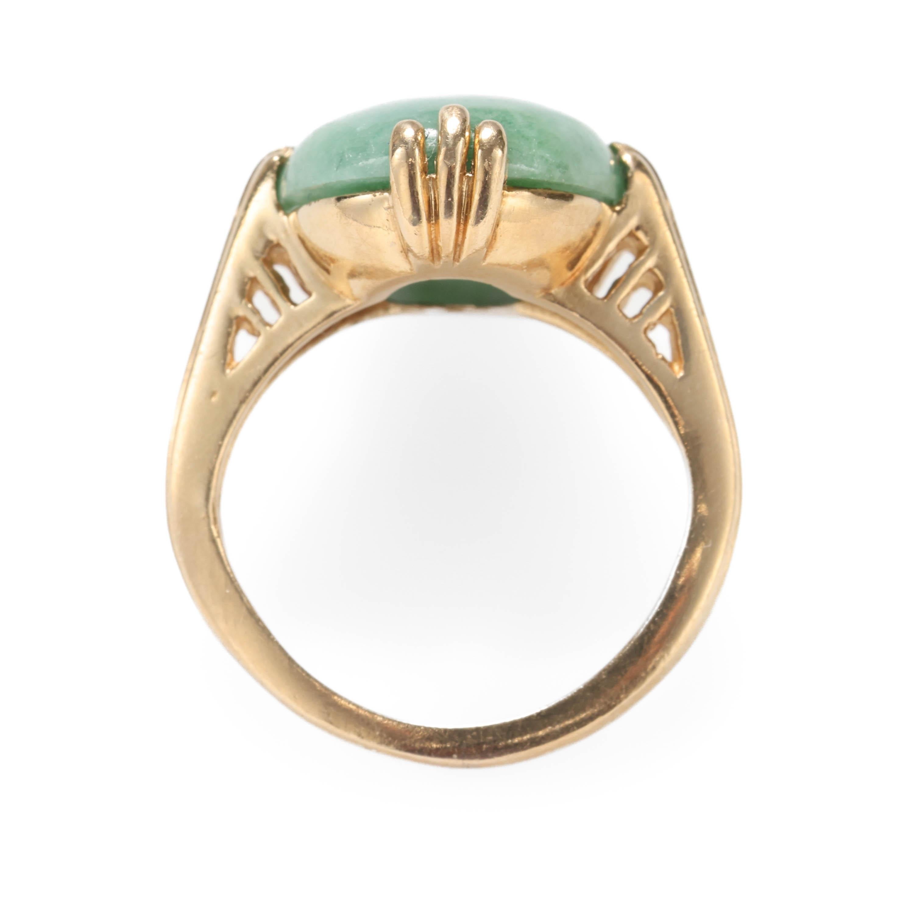 Art Deco Jade Ring Midcentury Sage Green Certified Untreated For Sale