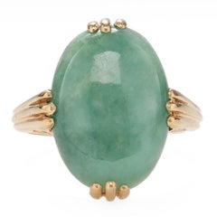 Vintage Jade Ring Midcentury Sage Green Certified Untreated
