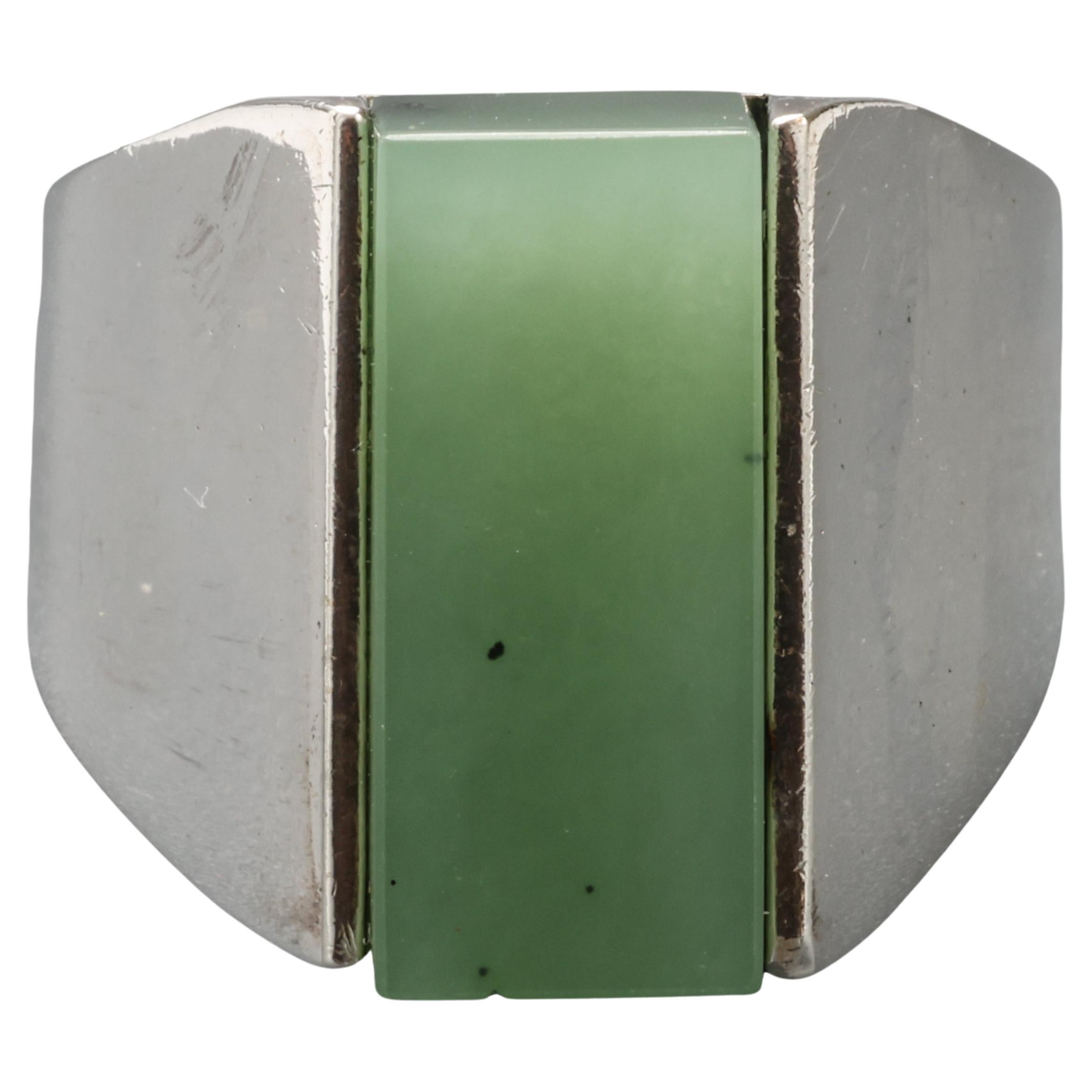 Jade Ring Modernist Certified Untreated  For Sale